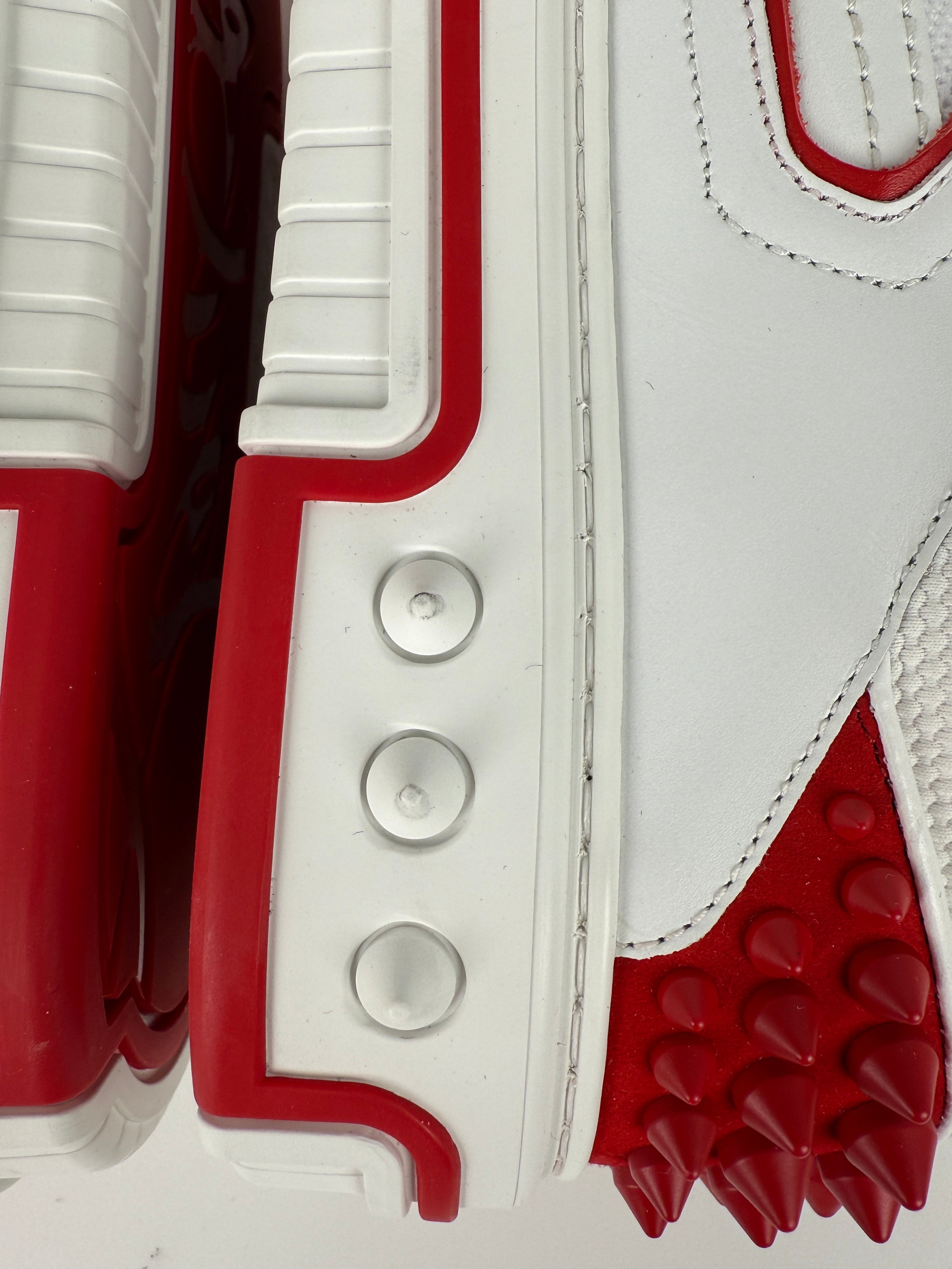 CHRISTIAN LOUBOUTIN Men's White Red Astroloubi Spike Mid Top