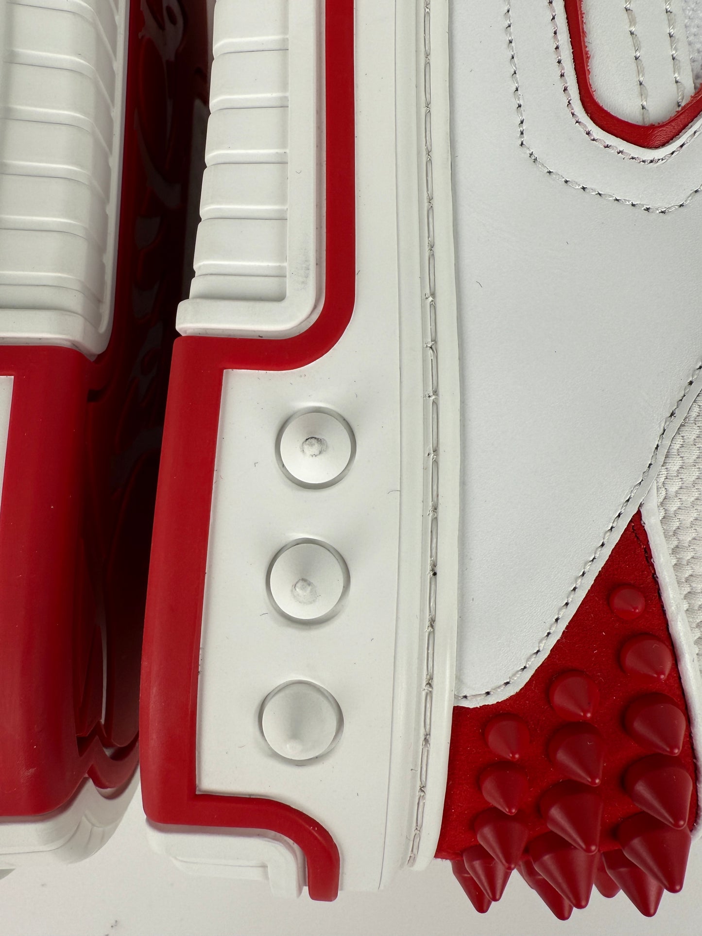 CHRISTIAN LOUBOUTIN Men's White Red Astroloubi Spike Mid Top Leather Sneakers 42, 9US NIB