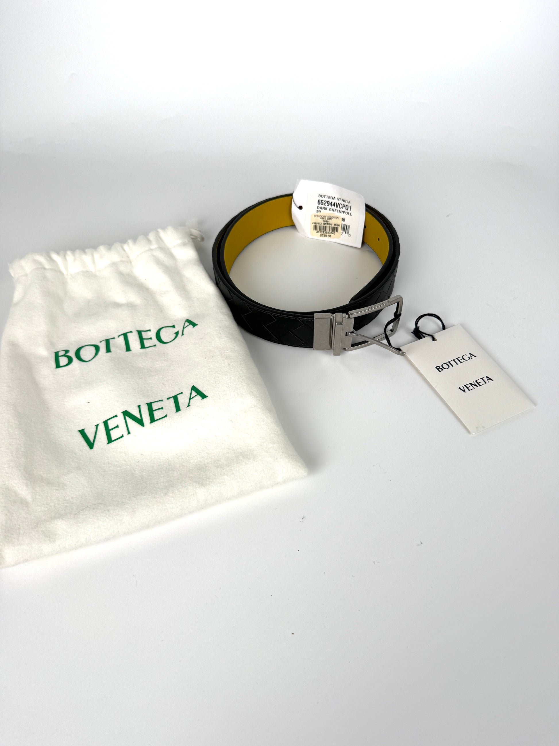 Bottega Veneta Instrecciato Dark Green Reversible Woven Leather Leather 90 36 New with tags