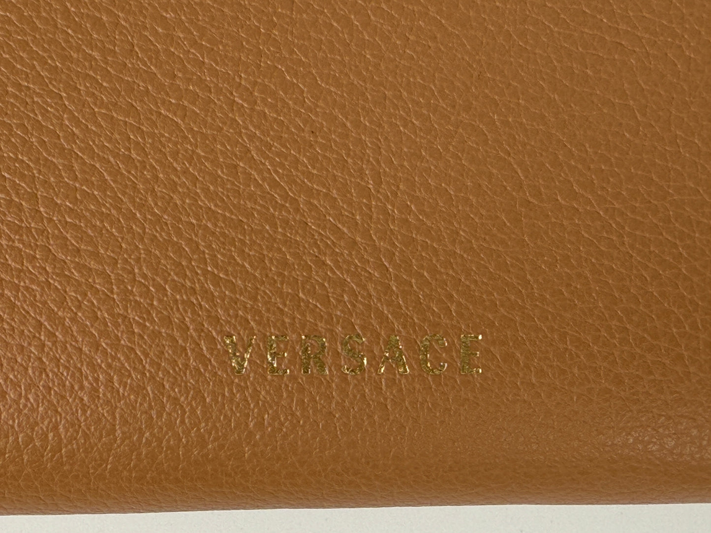 Versace La Medusa Long Zip Around Wallet Beige Leather