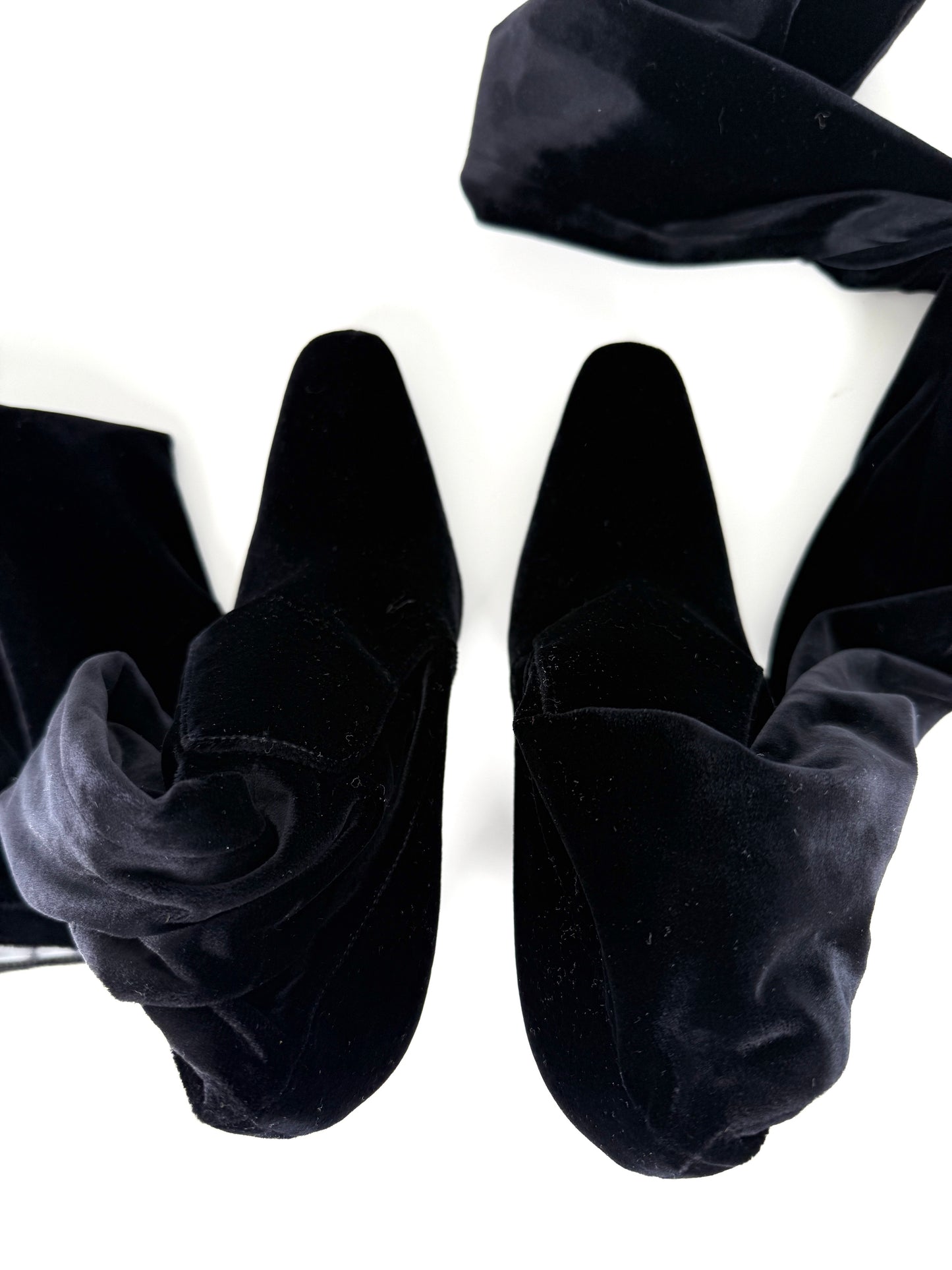 Saint Laurent Auteuil Black Stretch Velvet Sock Thigh High Heel Boots 40, 9.5 New