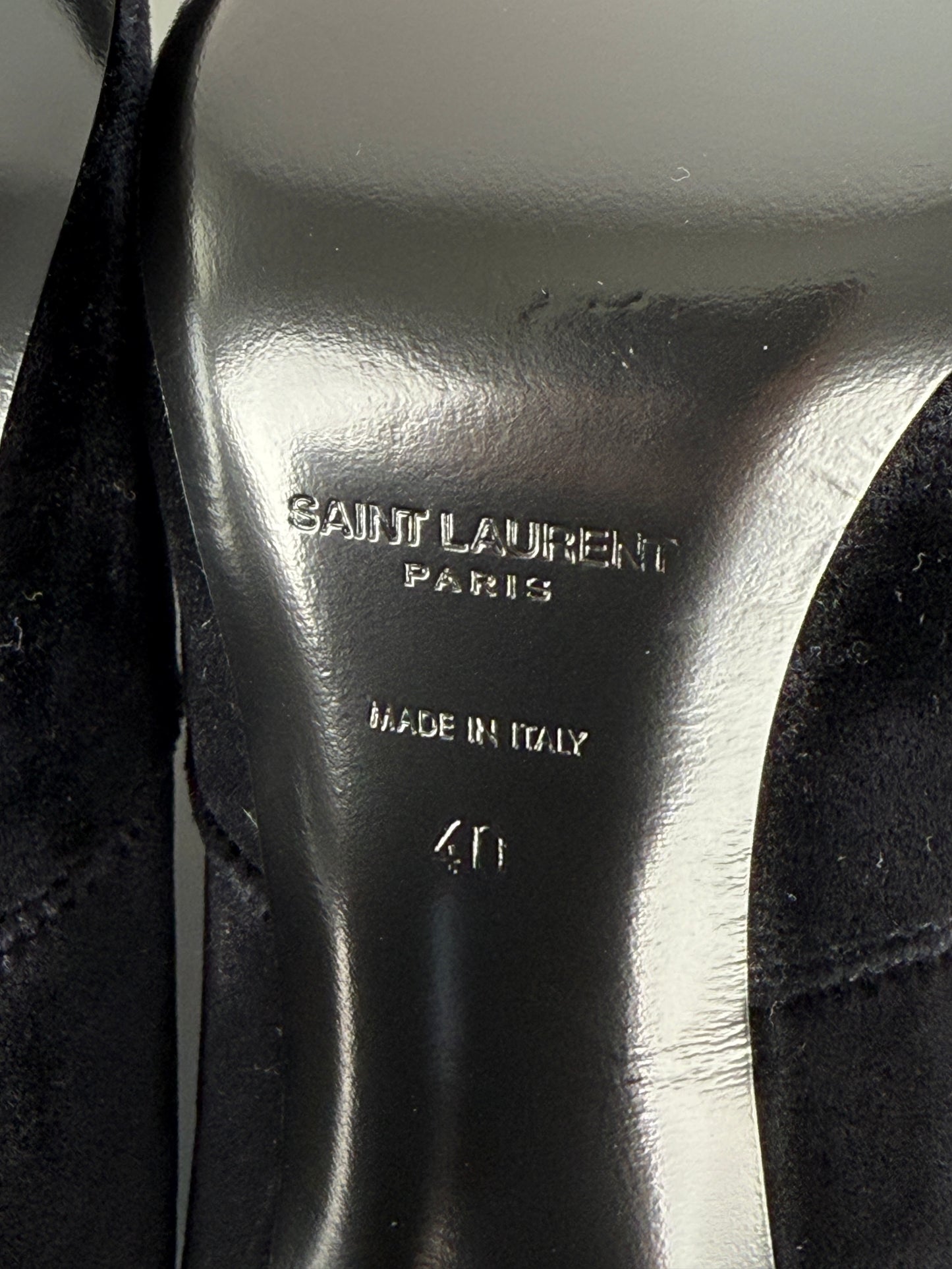 Saint Laurent Auteuil Black Stretch Velvet Sock Thigh High Heel Boots 40, 9.5 New