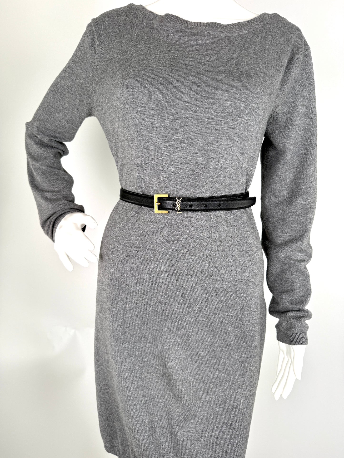 Saint Laurent Skinny YSL Logo Buckle Leather Belt 95 38