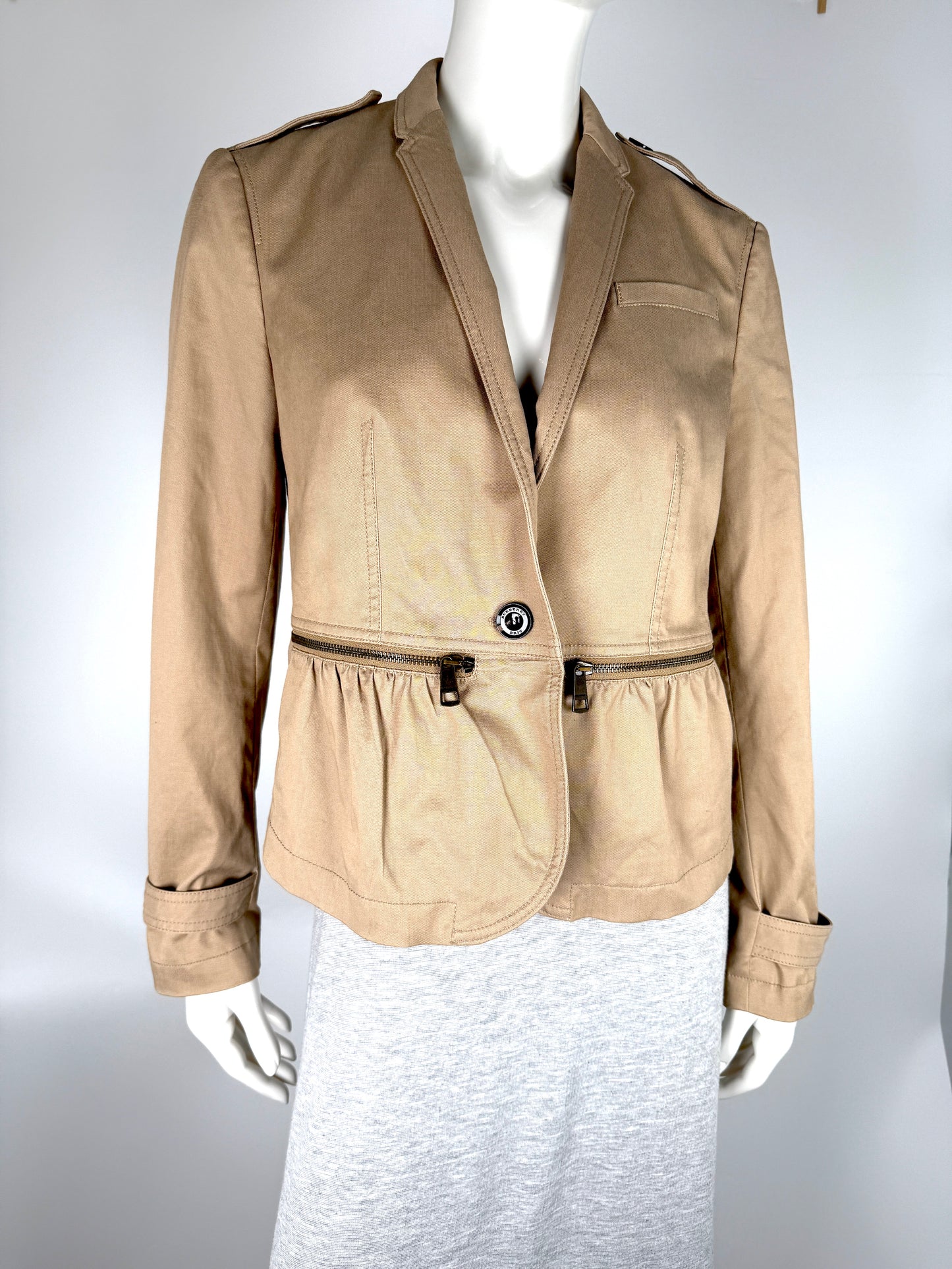 BURBERRY Brit Beige Cotton Short Blazer Jacket 10 44 