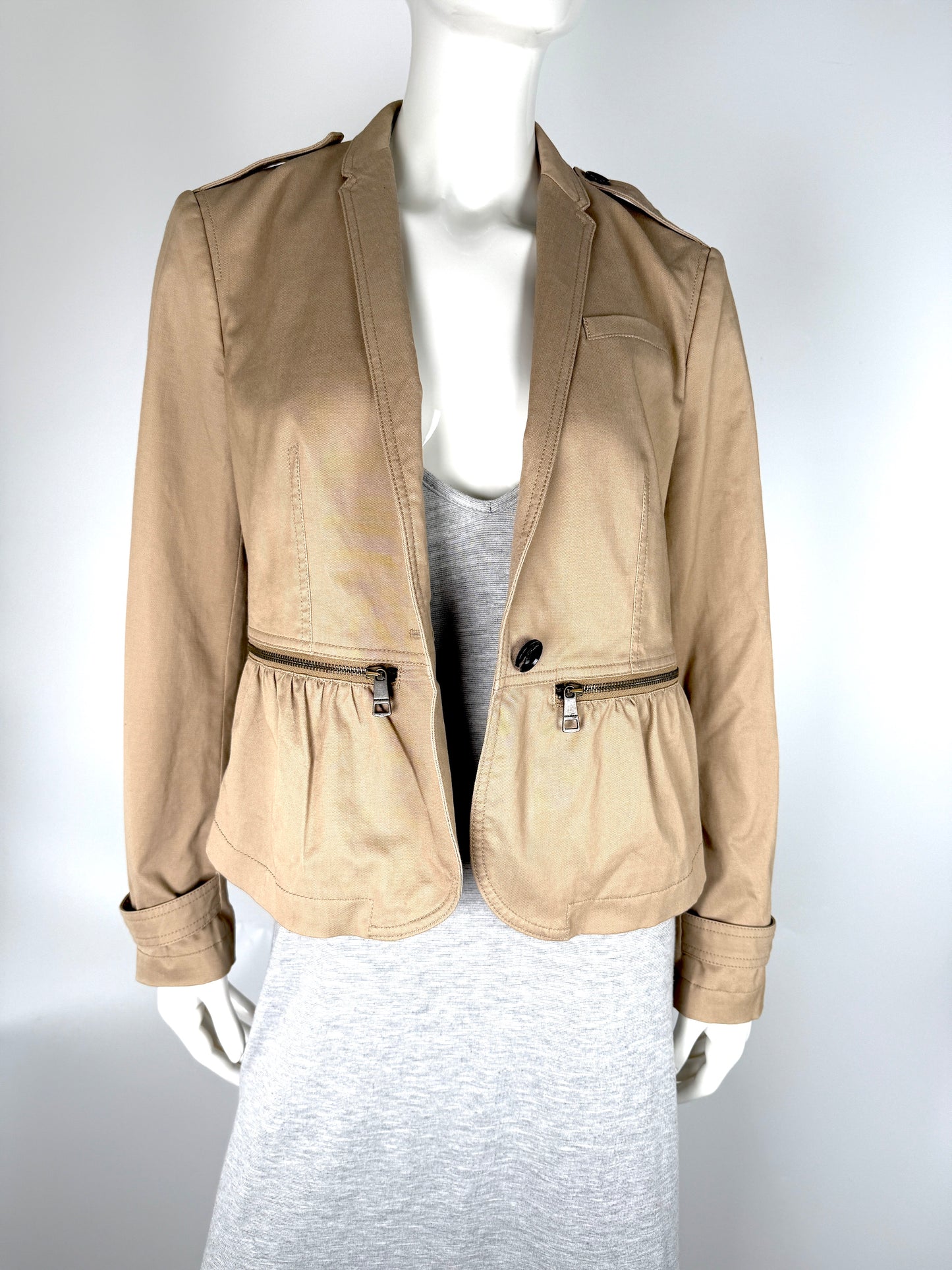 BURBERRY Brit Beige Cotton Short Blazer Jacket 10 44 