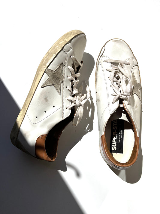 Golden Goose Superstar White Brown Leather Sneakers 41