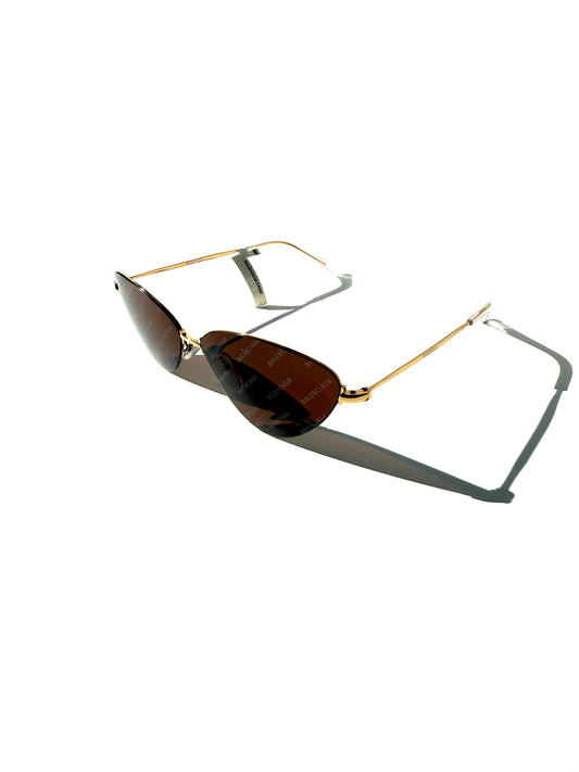 BALMAIN BB0015S Metal Cat Eye Gold Tone Sunglasses New 