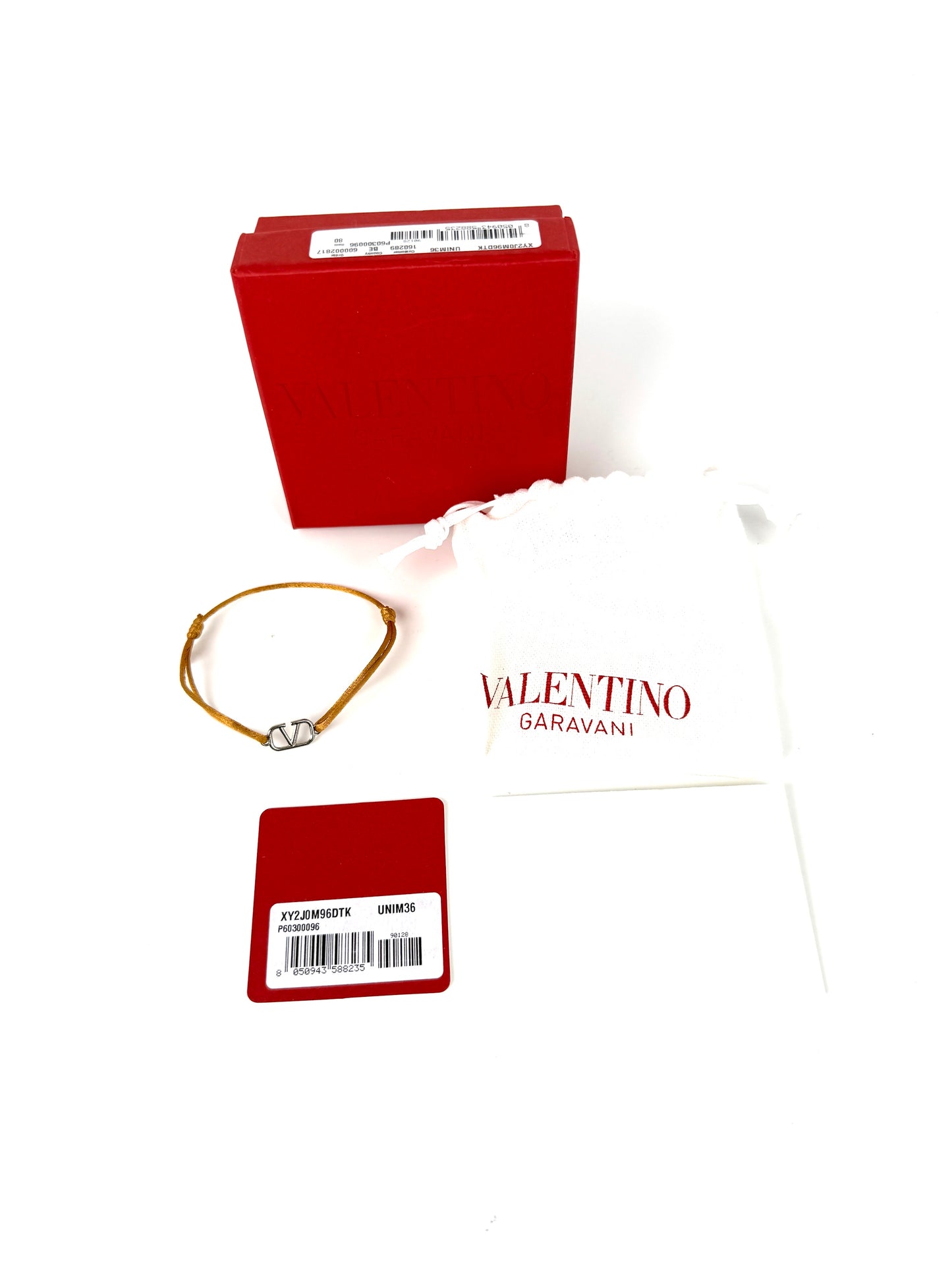 VALENTINO VLogo Signature Cotton Cord Golden Yellow Bracelet