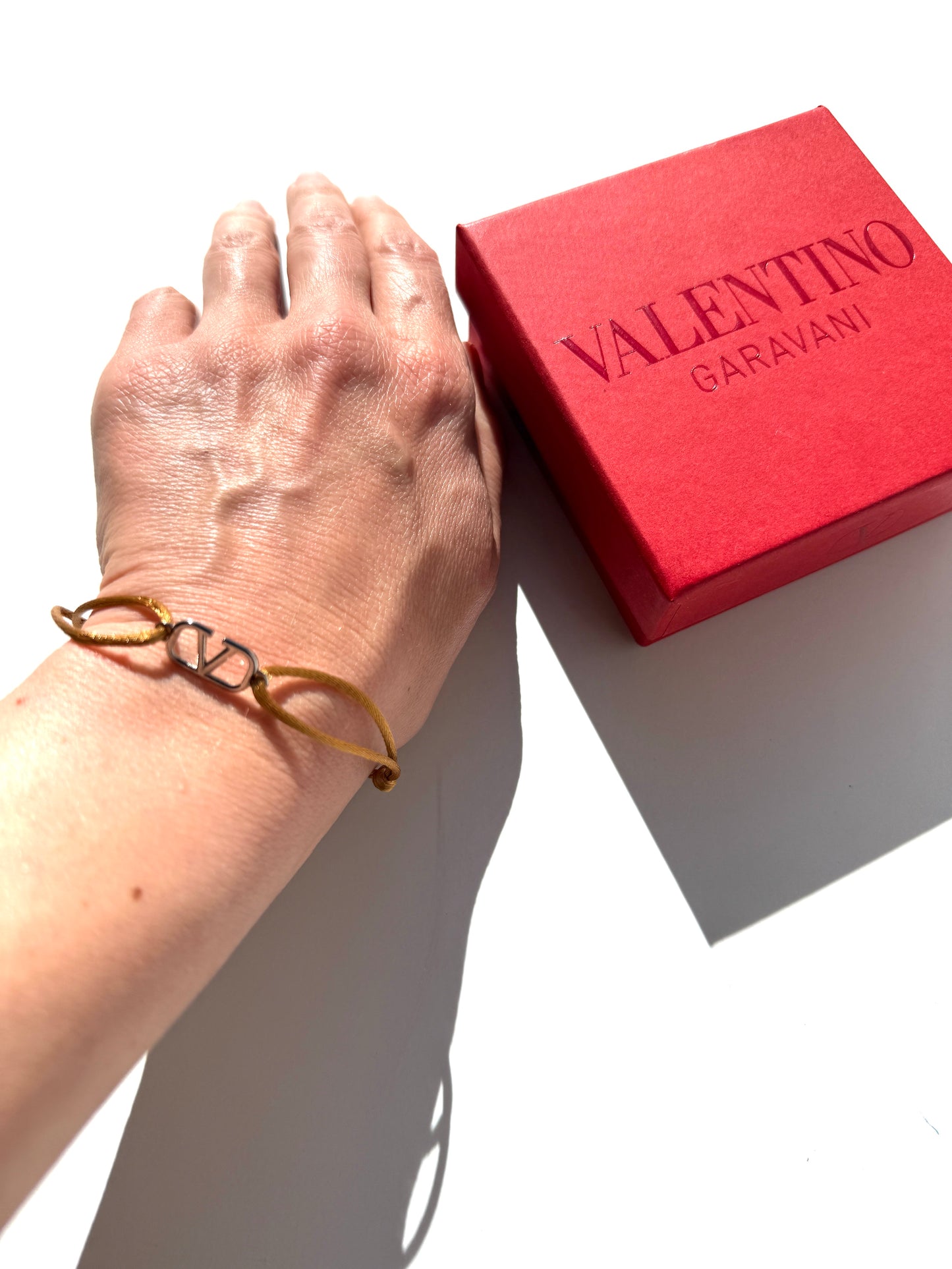 VALENTINO VLogo Signature Cotton Cord Golden Yellow Bracelet