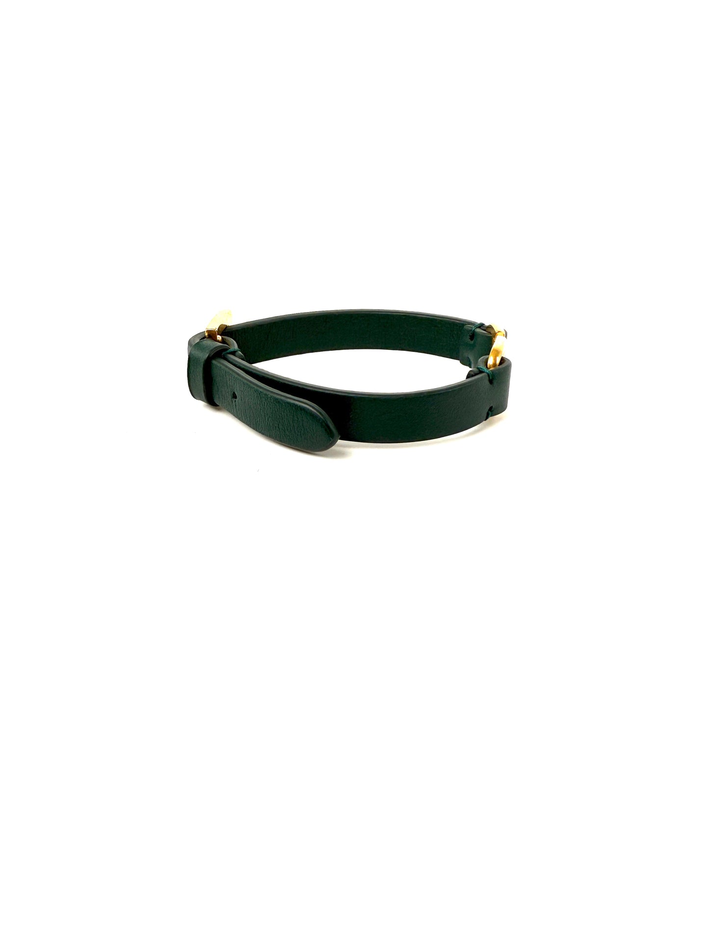 VALENTINO Leather Logo Wrap Green Gold Hardware Bracelet