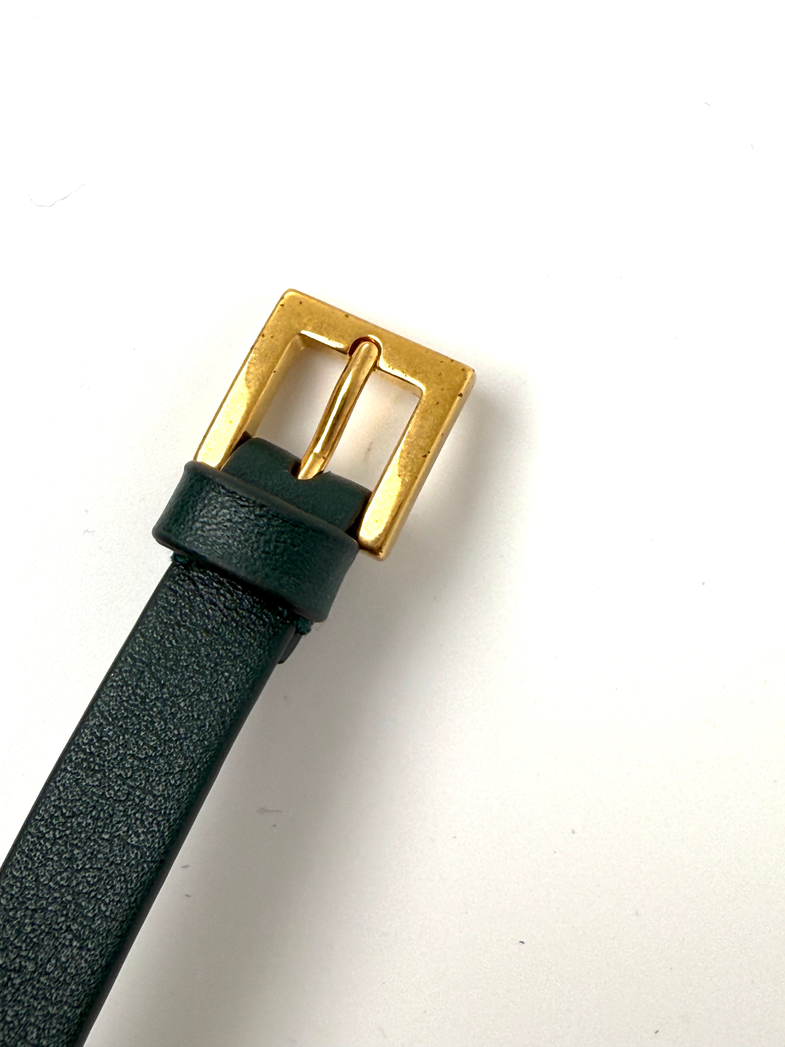 VALENTINO Leather Logo Wrap Green Gold Hardware Bracelet – Fashion