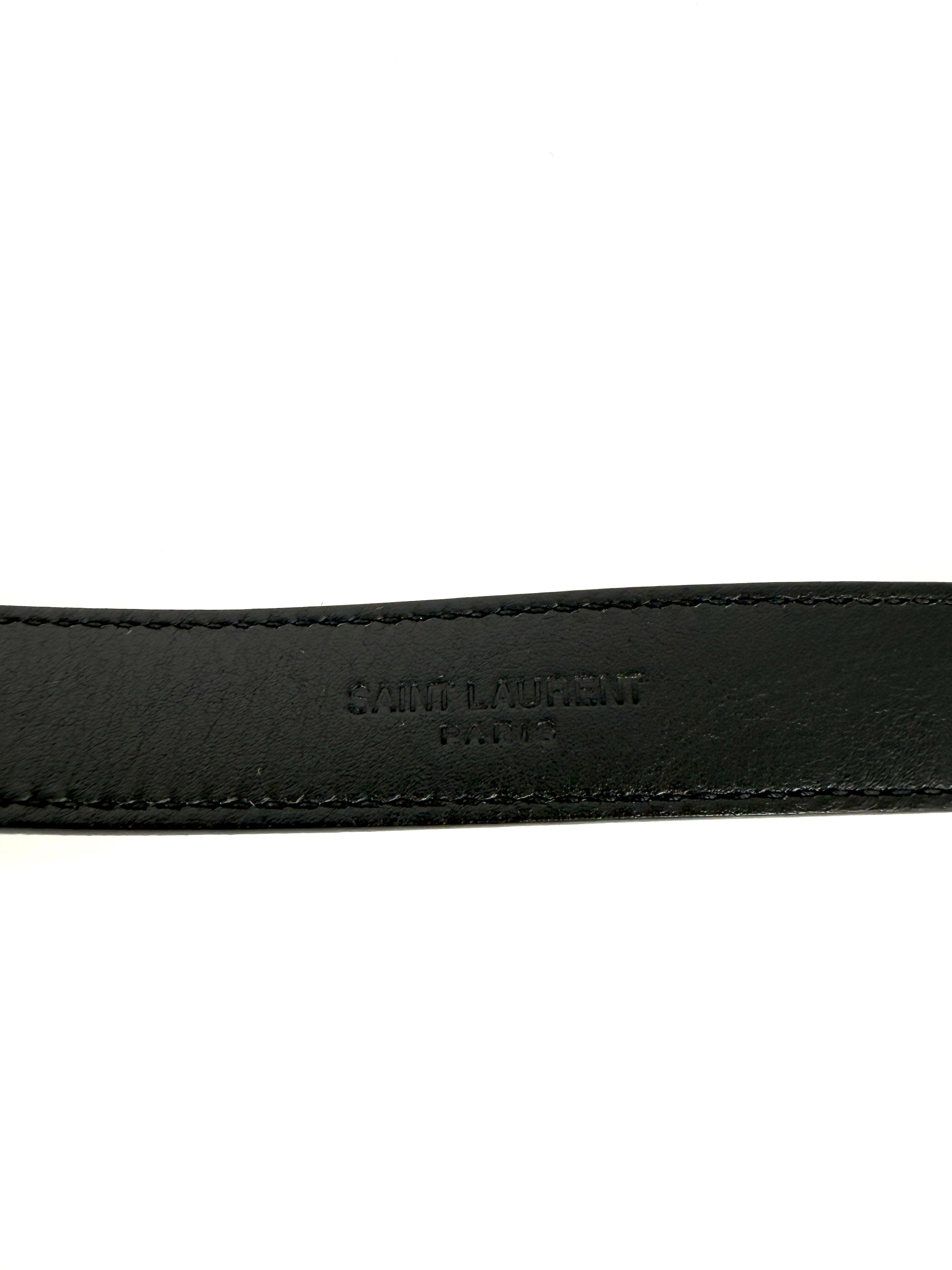 Saint Laurent Skinny YSL Logo Buckle Leather Belt 95 38 – Fashion