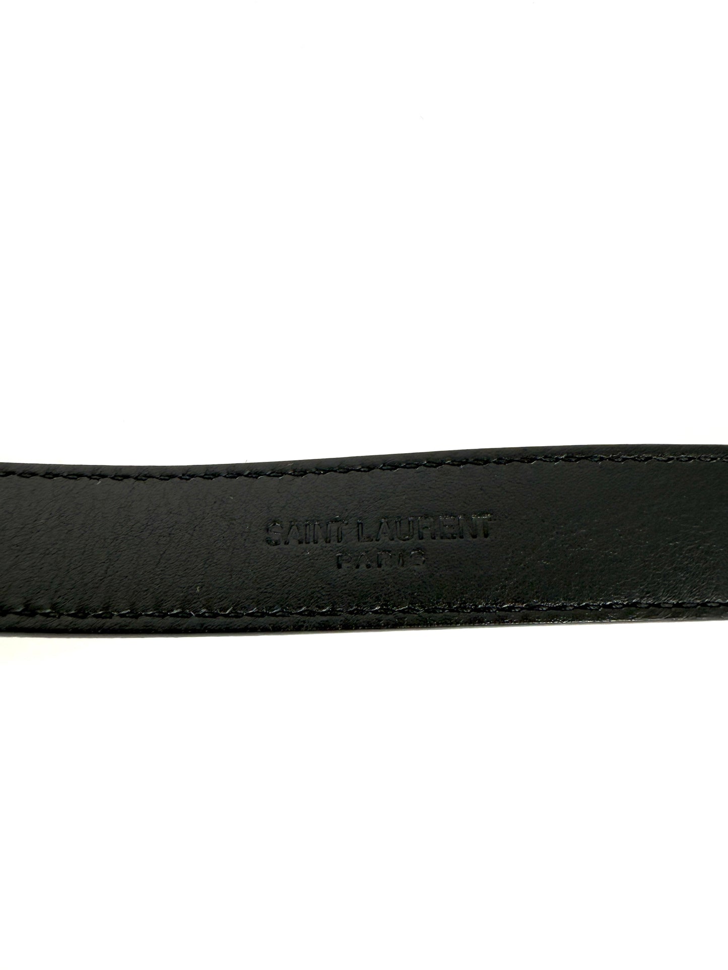 Saint Laurent Skinny YSL Logo Buckle Leather Belt 95 38