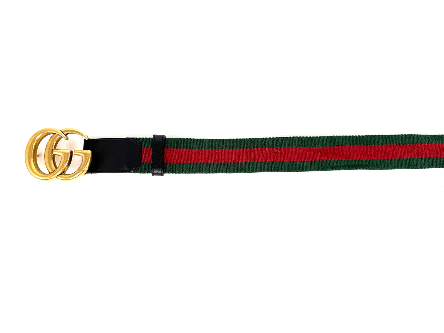 GUCCI Web Accent GG Logo Buckle Wide Canvas Leather Belt 95 38
