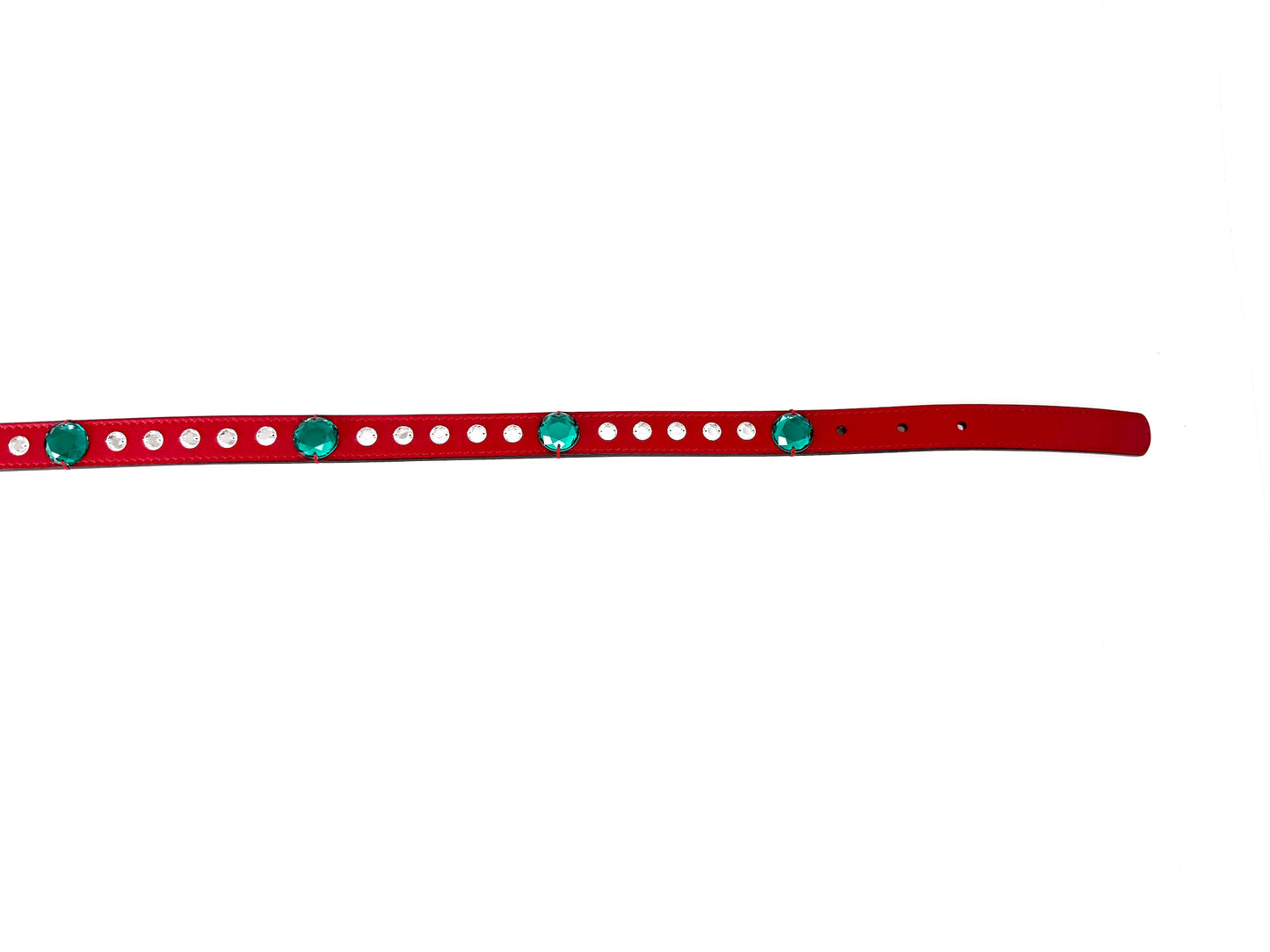 GUCCI GG Red Crystal Embellished Skinny Leather Belt 100 40