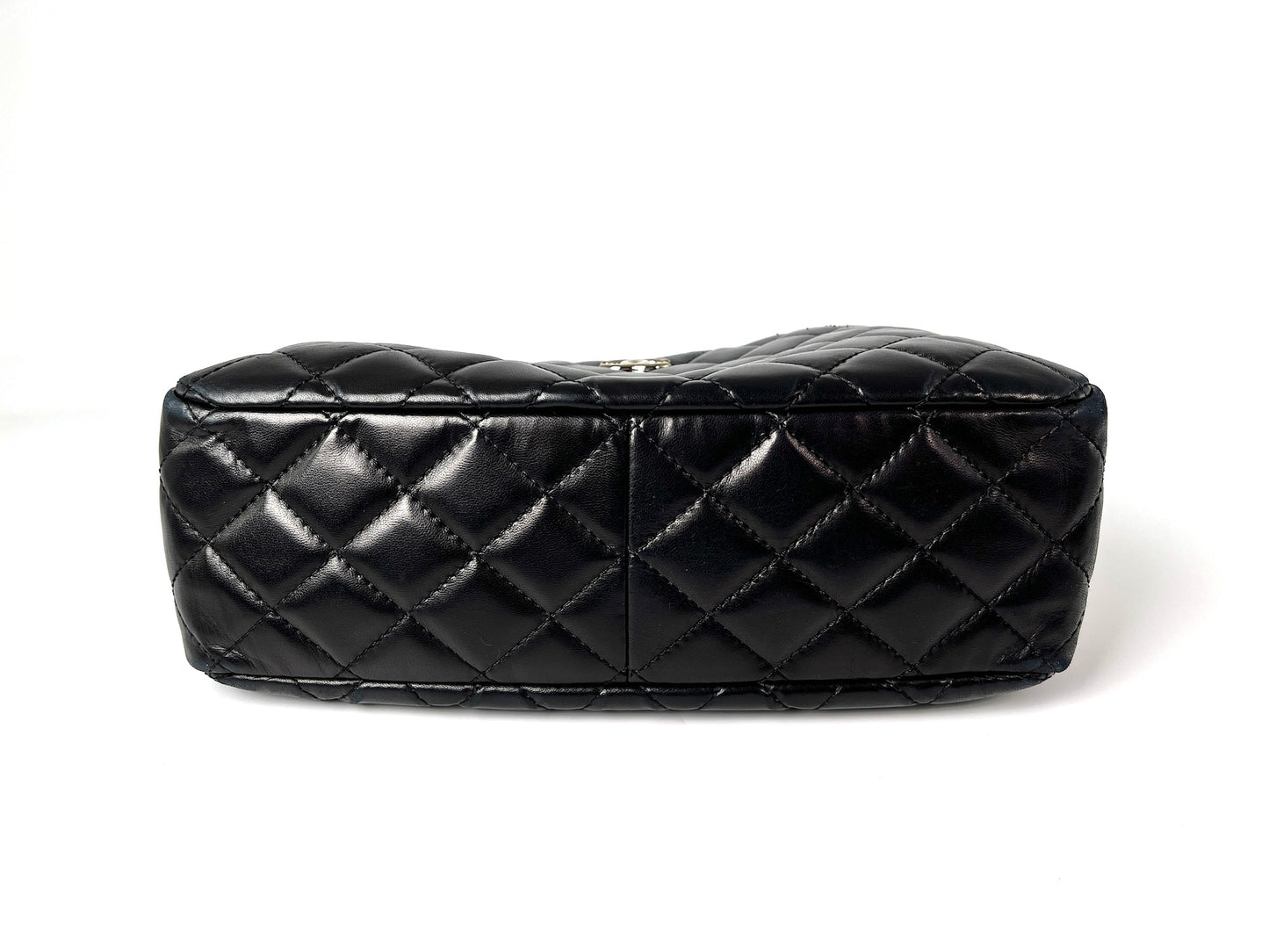 CHANEL Black Quilted Camera Case Jumbo Leather Tote Bag