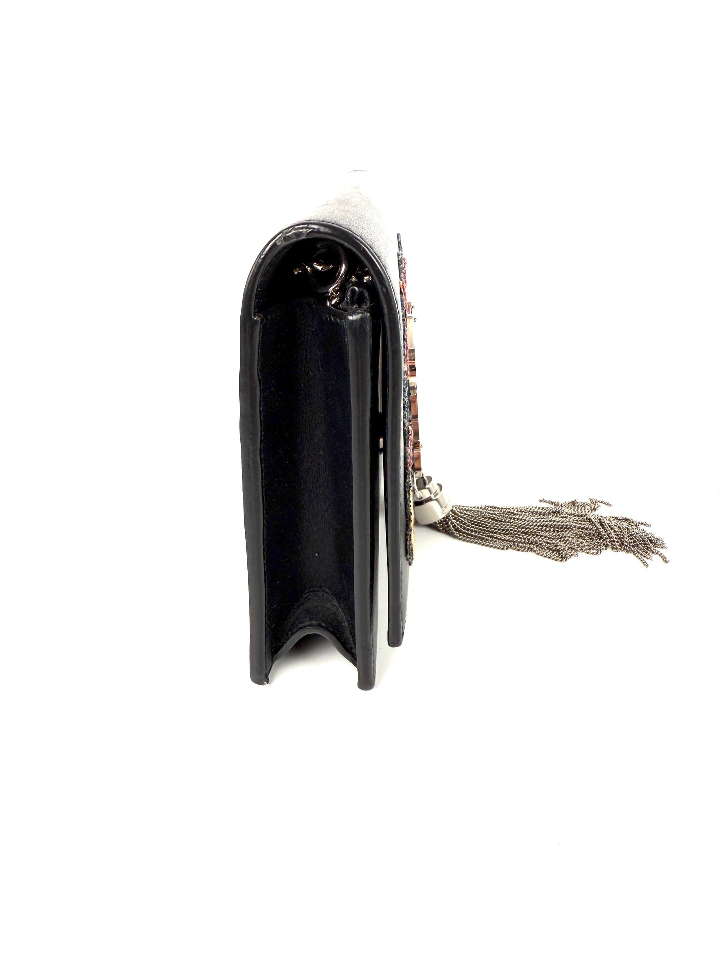 SAINT LAURENT Cloud Star Glitter YSL Monogram Kate Tassel Chain Crossbody Clutch Wallet on Chain Bag