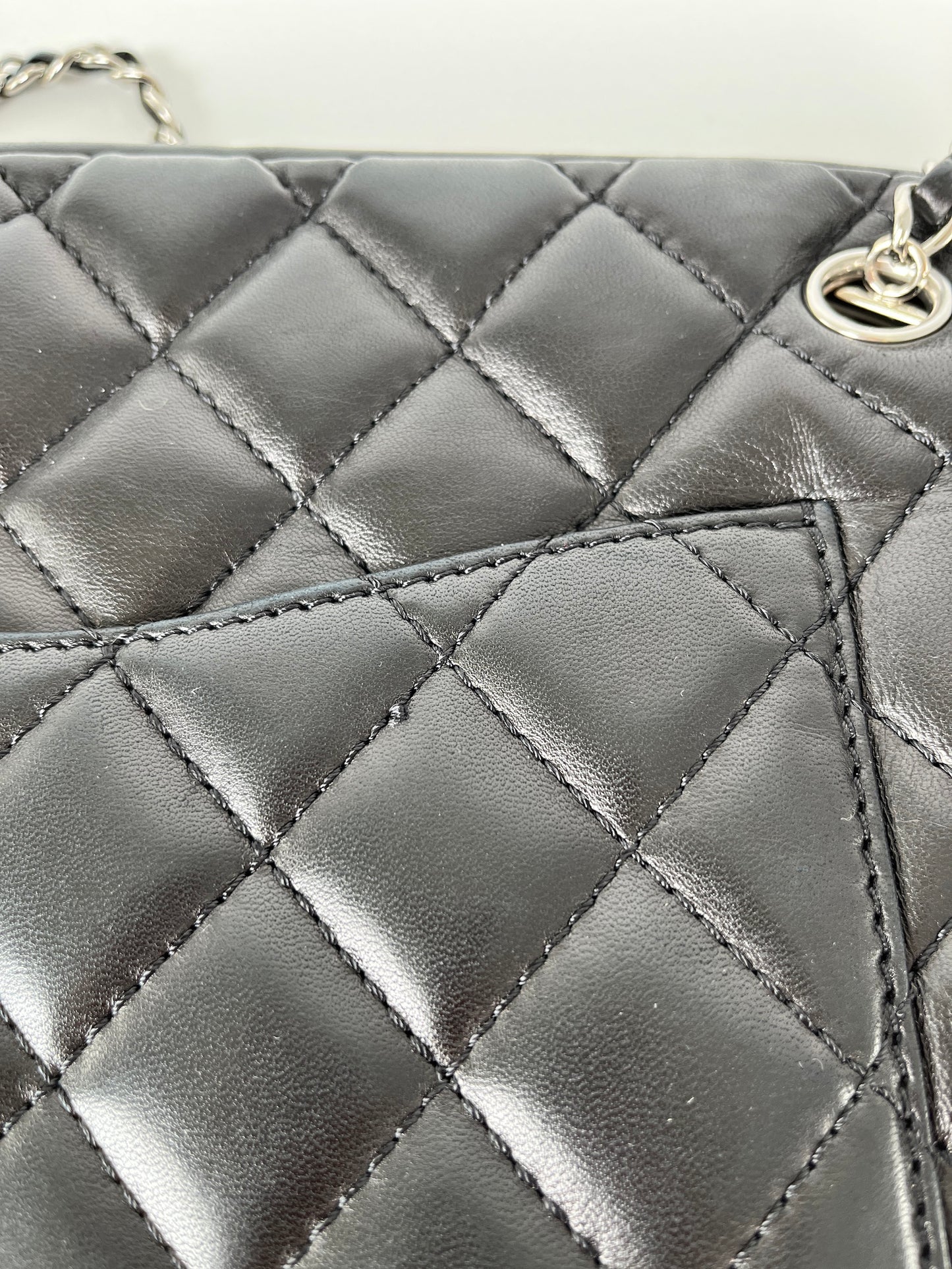 CHANEL Black Quilted Camera Case Jumbo Leather Tote Bag