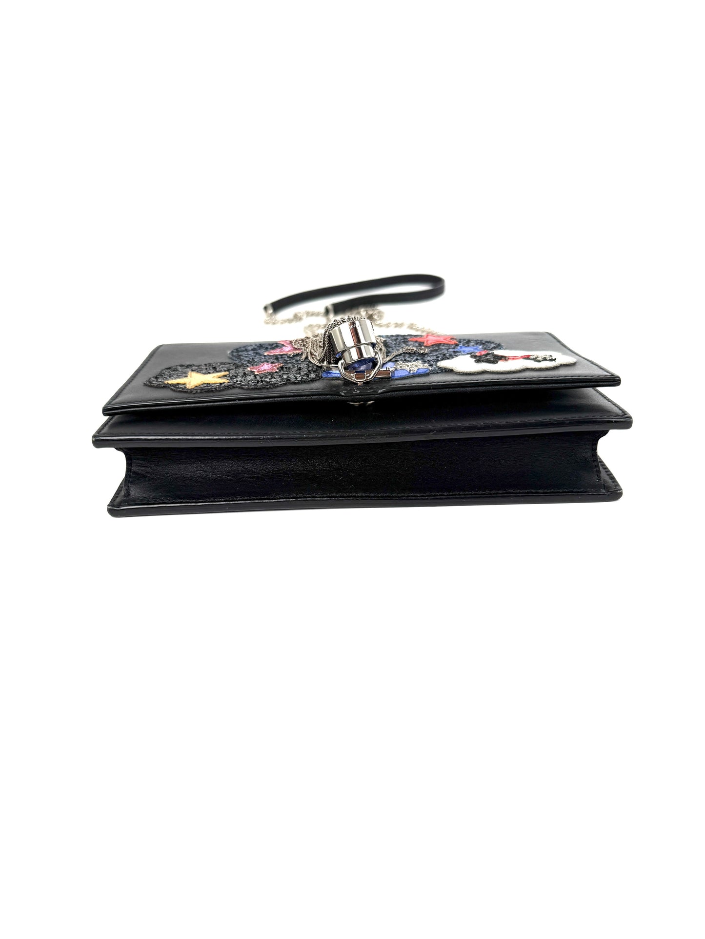 SAINT LAURENT Cloud Star Glitter YSL Monogram Kate Tassel Chain Crossbody Clutch Wallet on Chain Bag