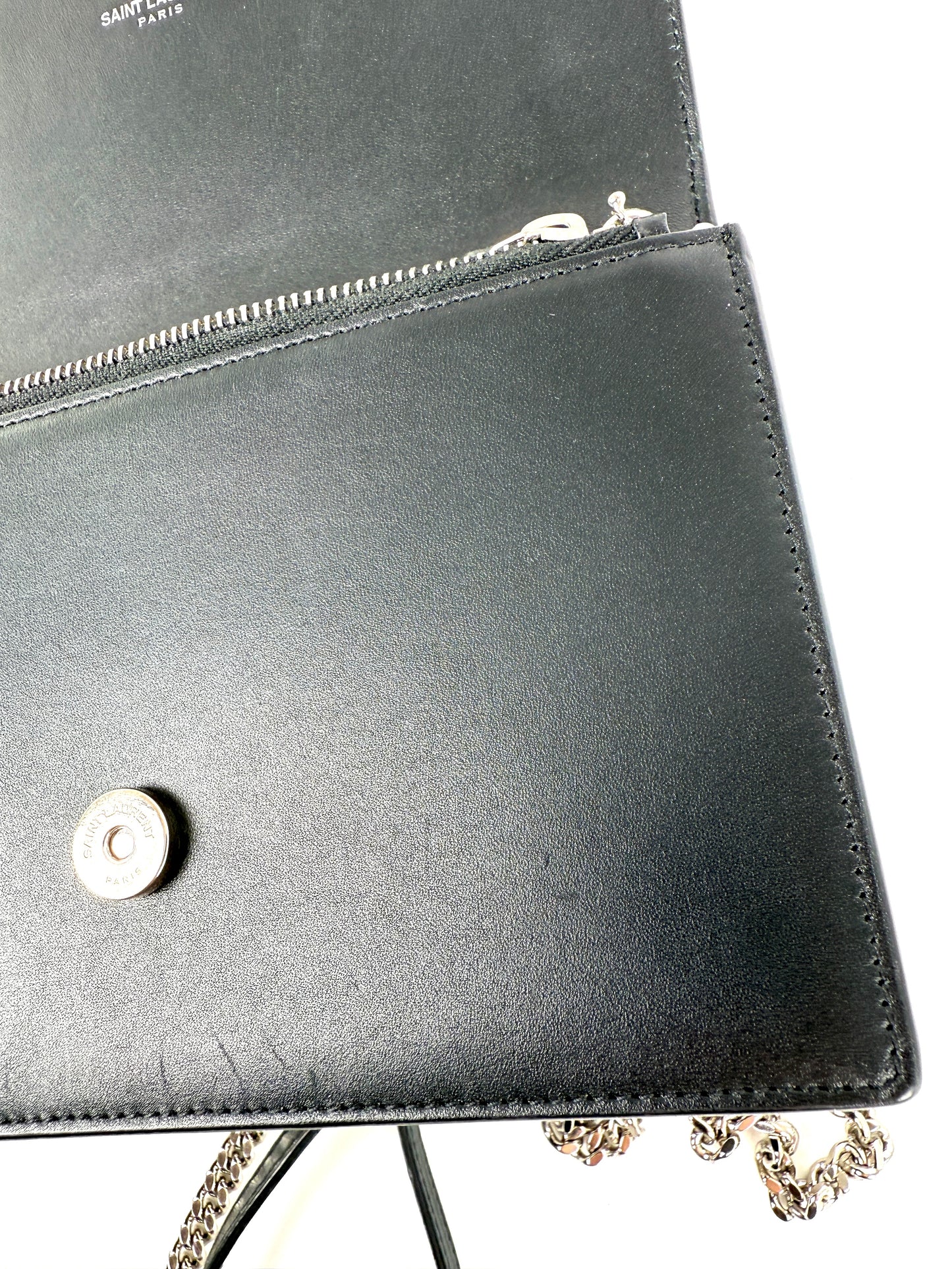 SAINT LAURENT Cloud Star Glitter YSL Monogram Kate Tassel Chain Crossbody Clutch Wallet on Chain Bag