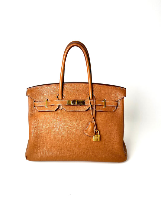 HERMES Togo Birkin 35 Gold on Gold Hardware Leather 2011 Bag