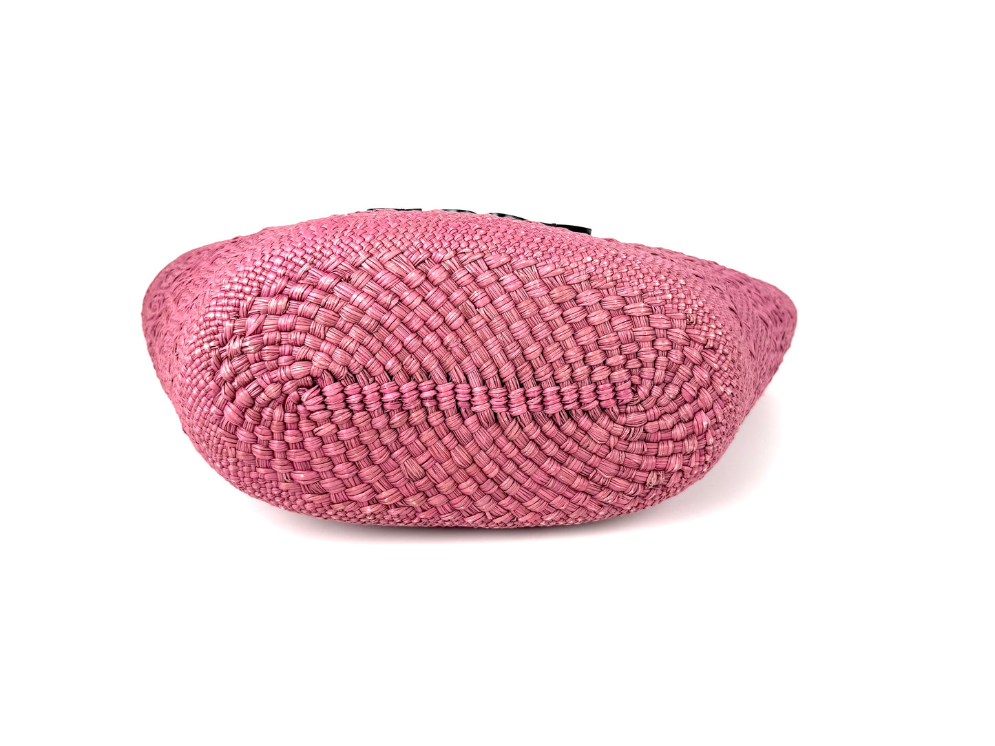 LOEWE Anagram Basket Medium Iraca Palm Leather Purple Pink Tote Bag