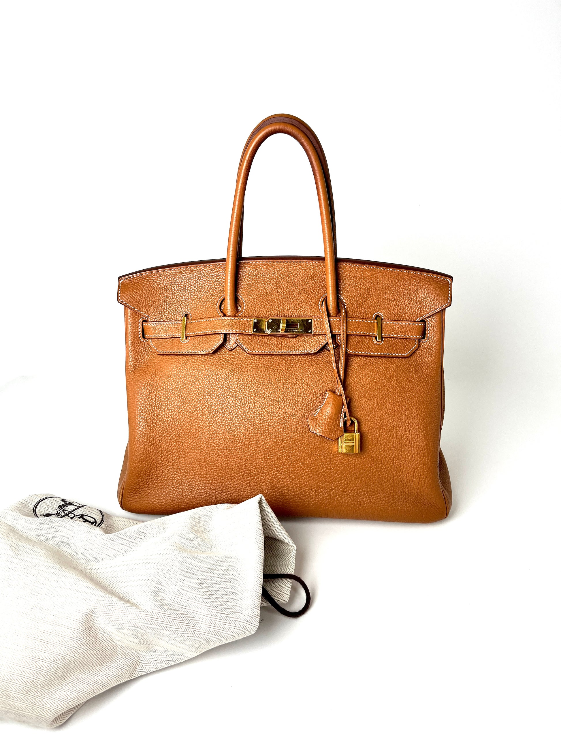 HERMES Togo Birkin 35 Gold on Gold Hardware Leather 2011 Bag Luxury Consignment in Texas