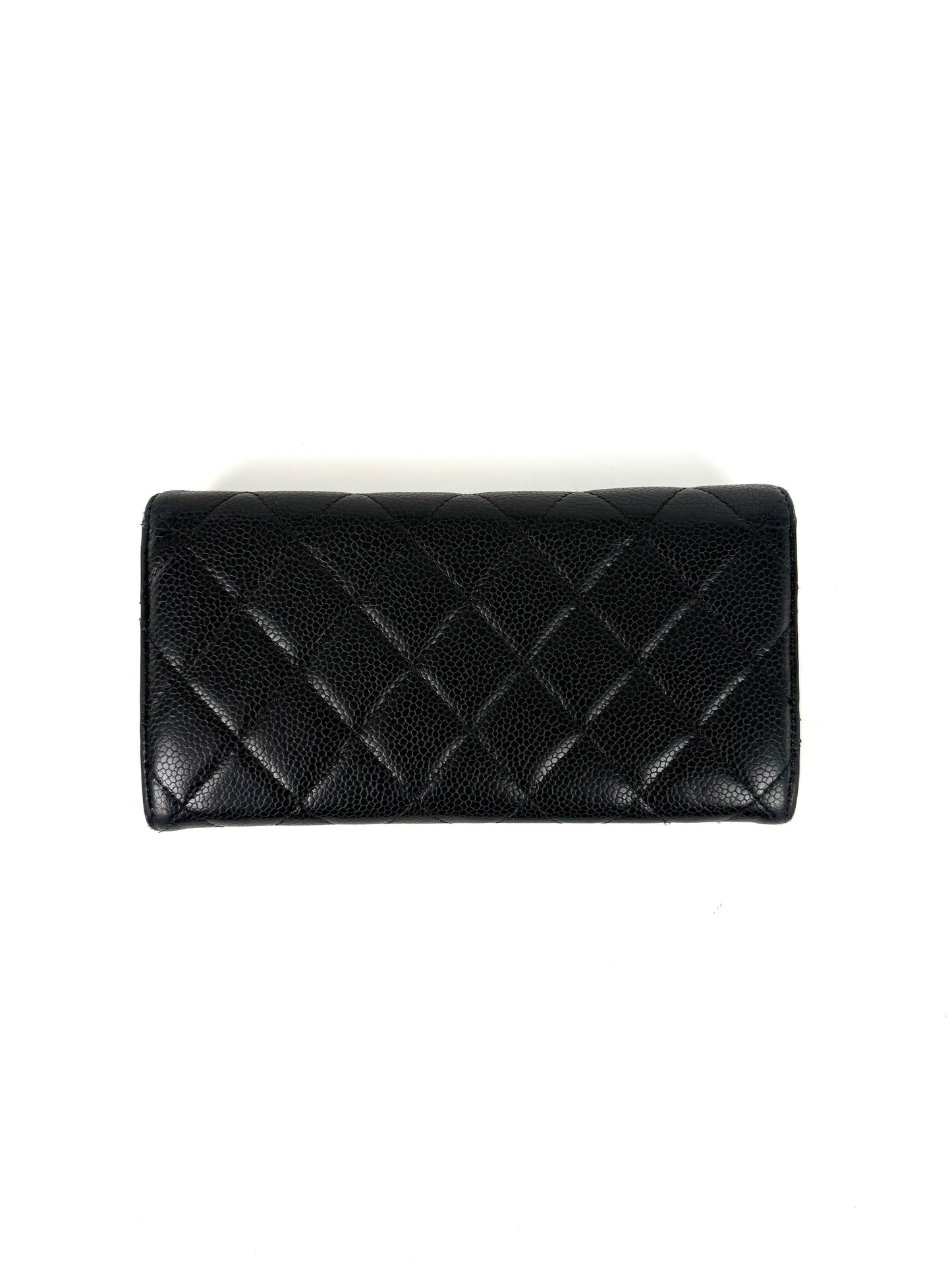 CHANEL Black Caviar Leather Flap Long Continental Wallet