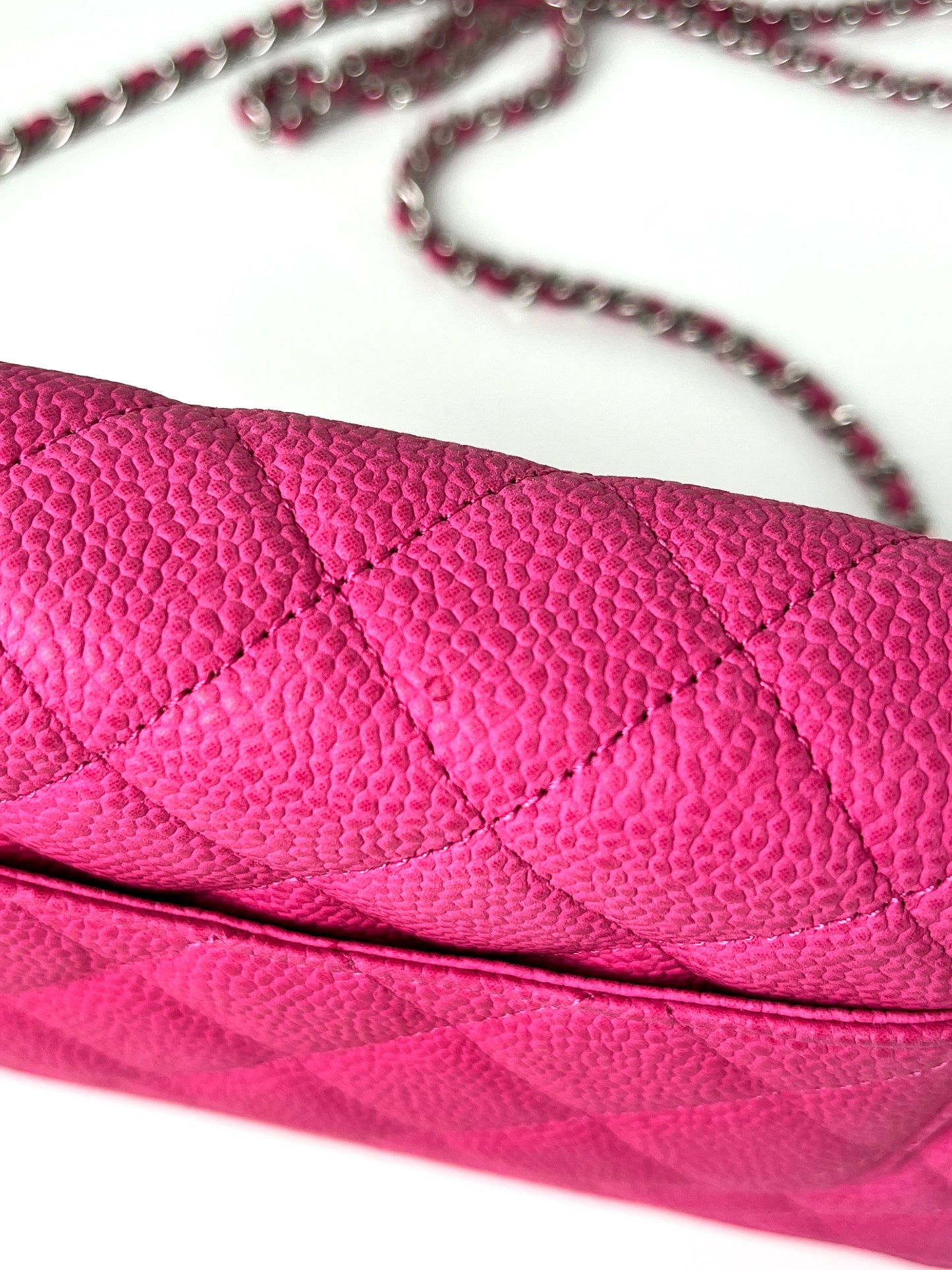 CHANEL 13S WOC Wallet on Chain Hot Pink Quilted Leather Crossbody Bag