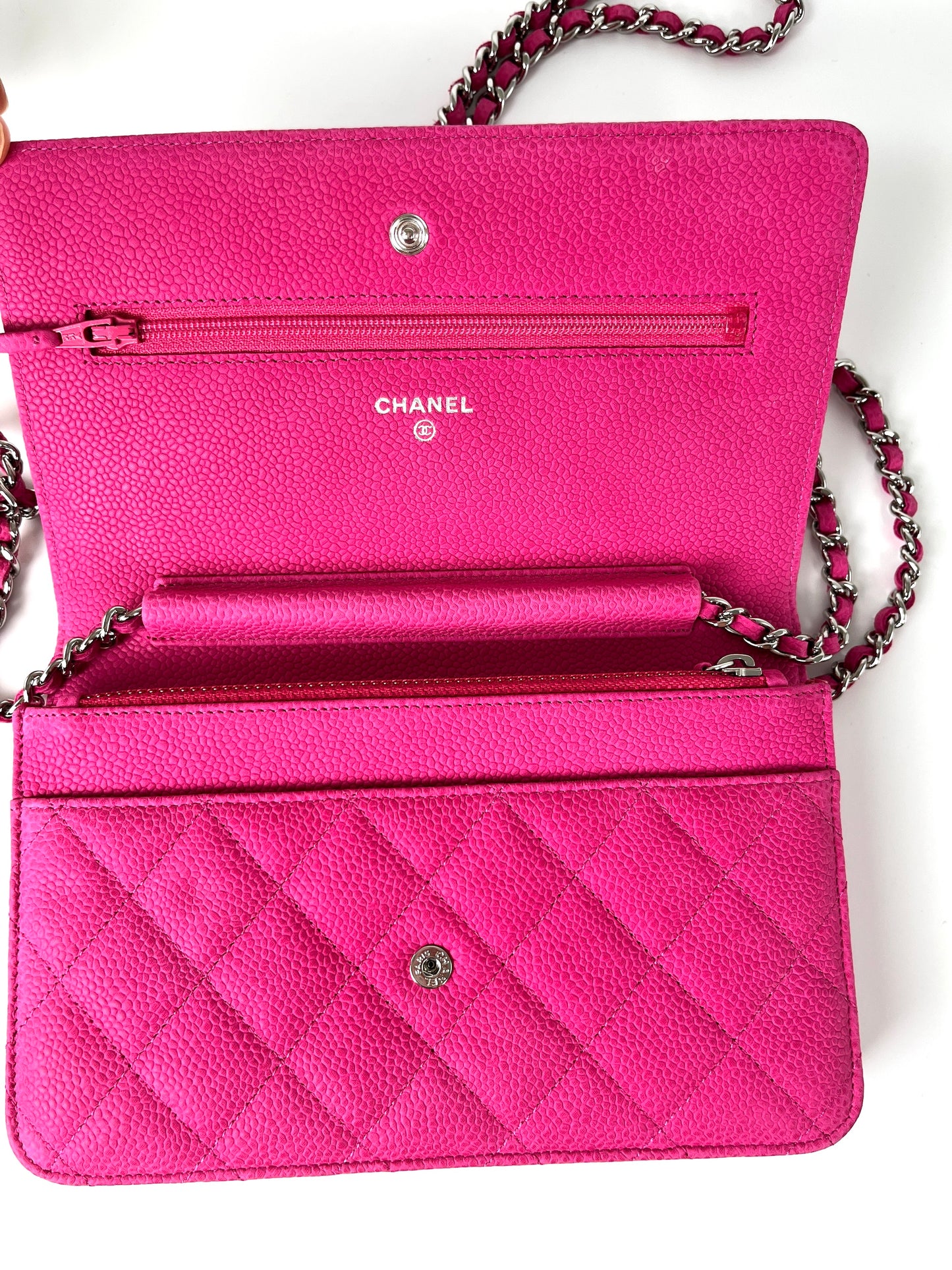 CHANEL 13S WOC Wallet on Chain Hot Pink Quilted Leather Crossbody Bag