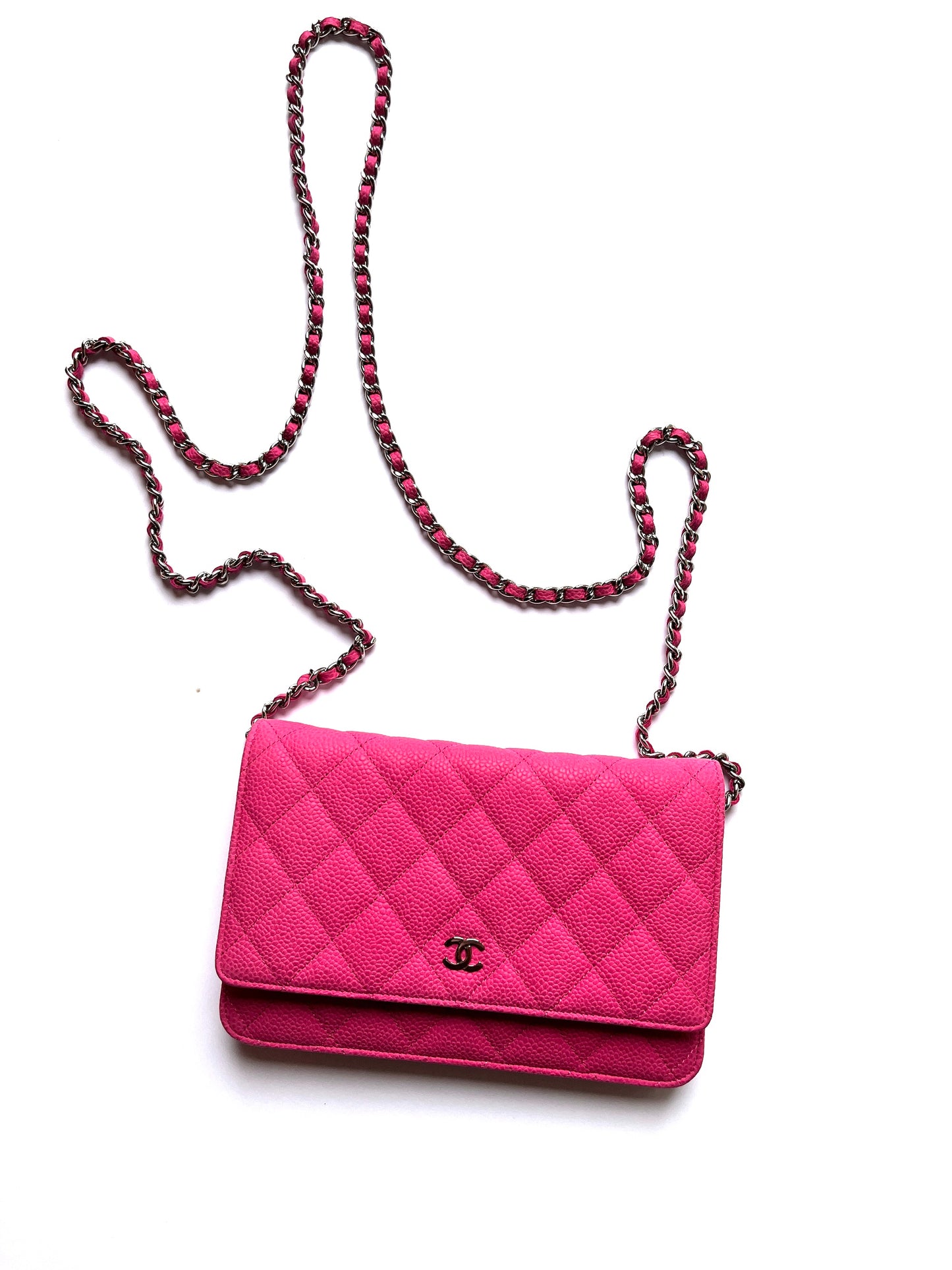 CHANEL 13S WOC Wallet on Chain Hot Pink Quilted Leather Crossbody Bag