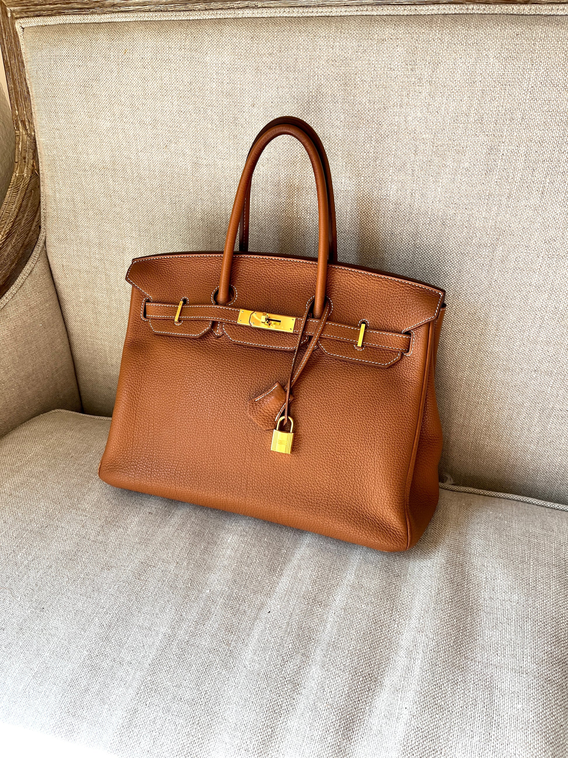 HERMES Togo Birkin 35 Gold on Gold Hardware Leather 2011 Bag