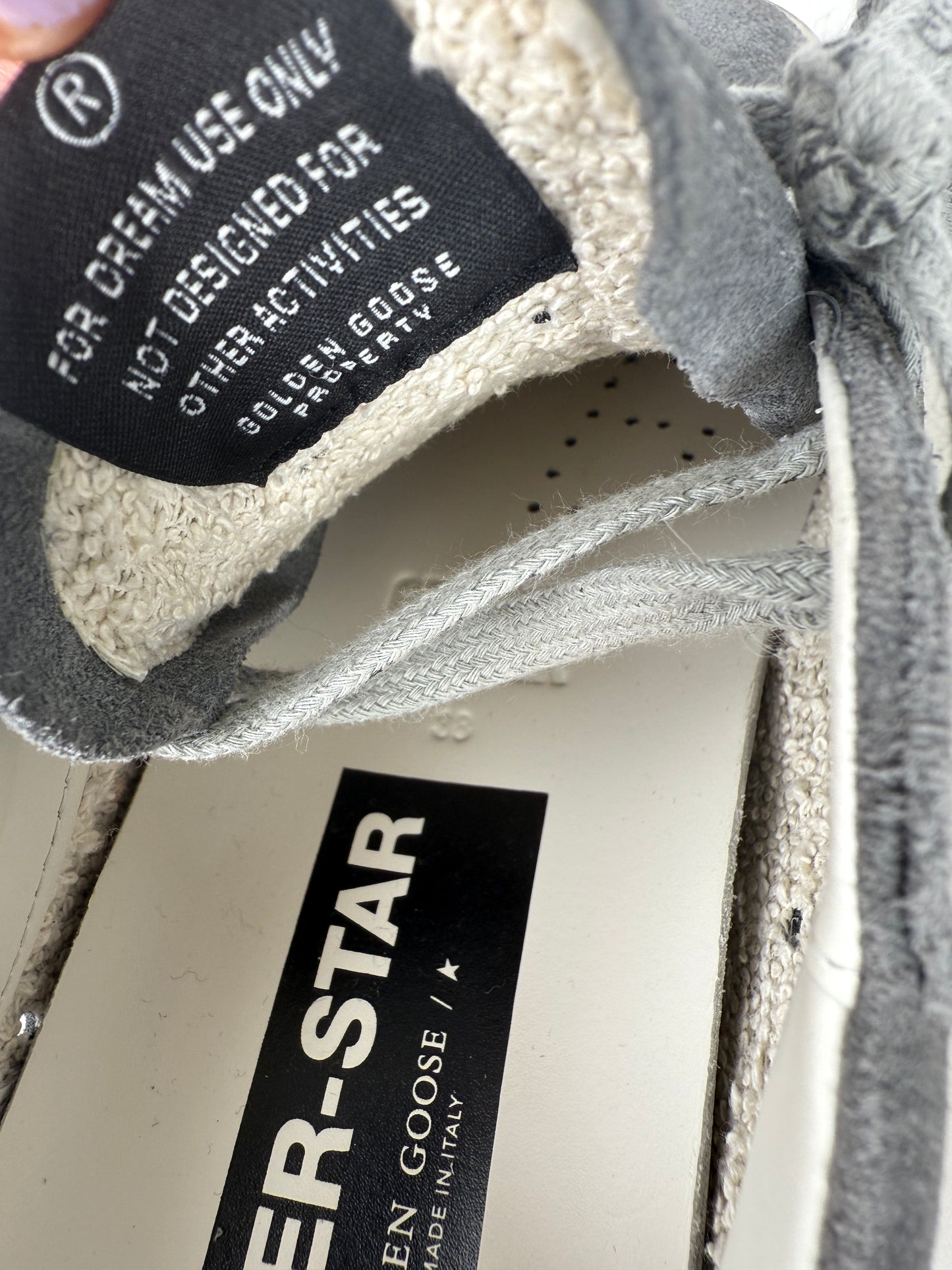 Golden Goose Superstar Gray Pink Glitter Low Top Sneakers 38 8