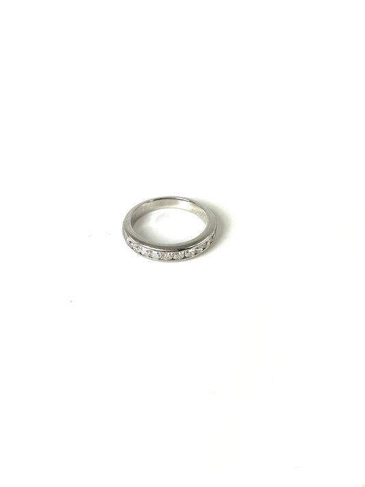  Tiffany & Co Setting Platinum .74ct Half Circle Diamond Band Ring with Papers 4.75