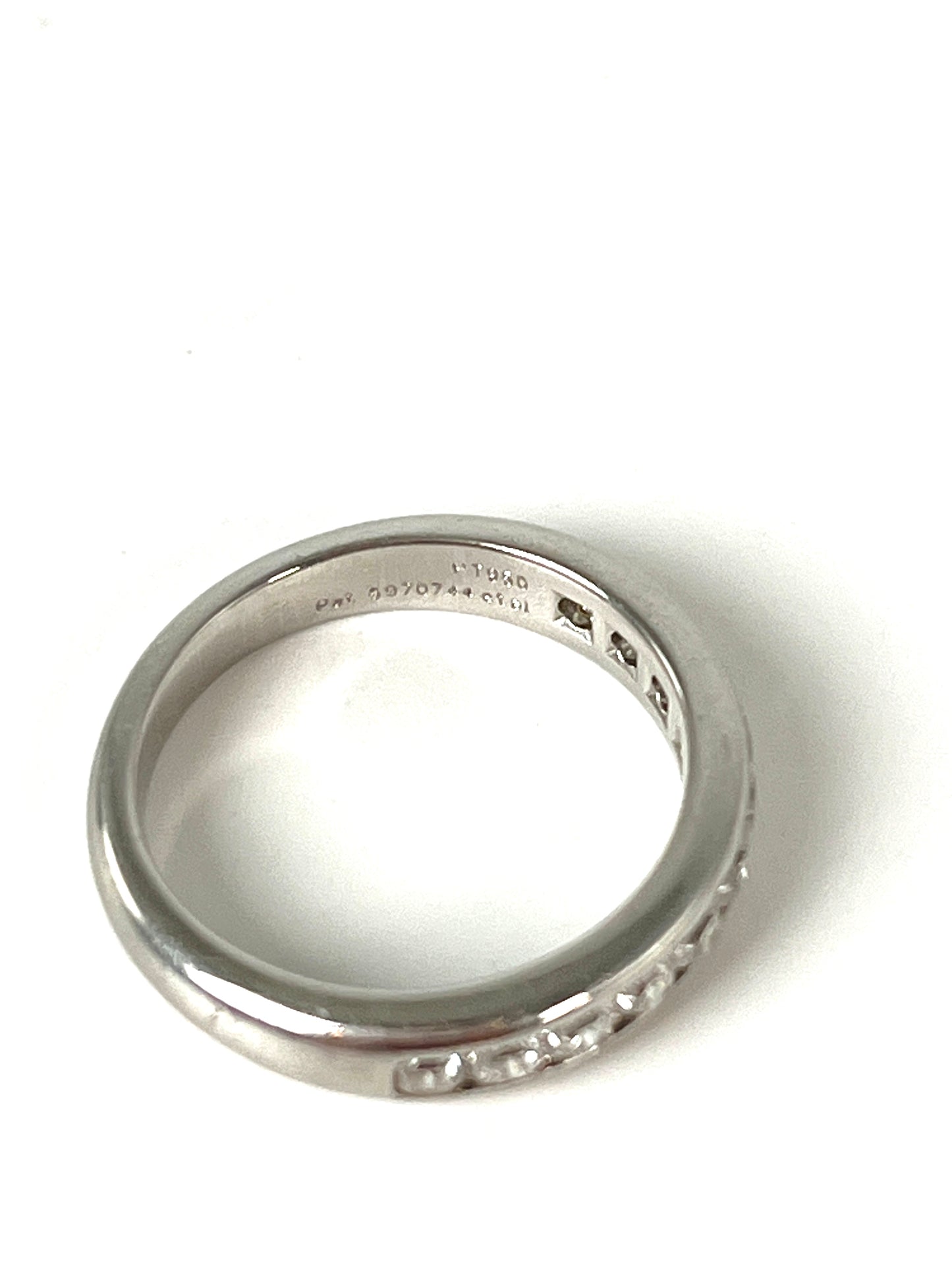 Tiffany & Co Setting Platinum .74ct Half Circle Diamond Band Ring with Papers 4.75