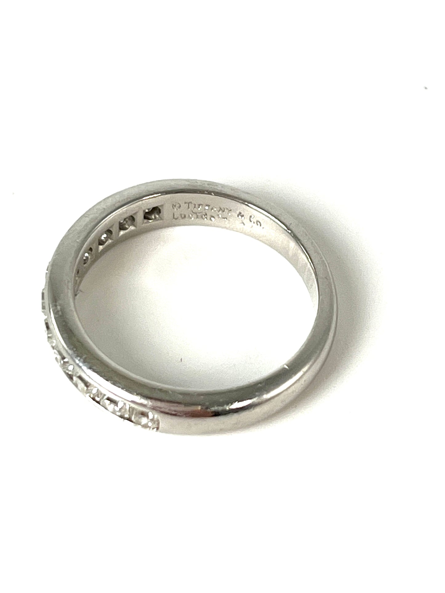 Tiffany & Co Setting Platinum .74ct Half Circle Diamond Band Ring with Papers 4.75