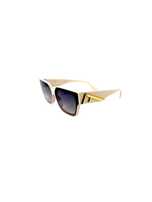 FENDI FE4009I Beige Gold Rectangular Sunglasses