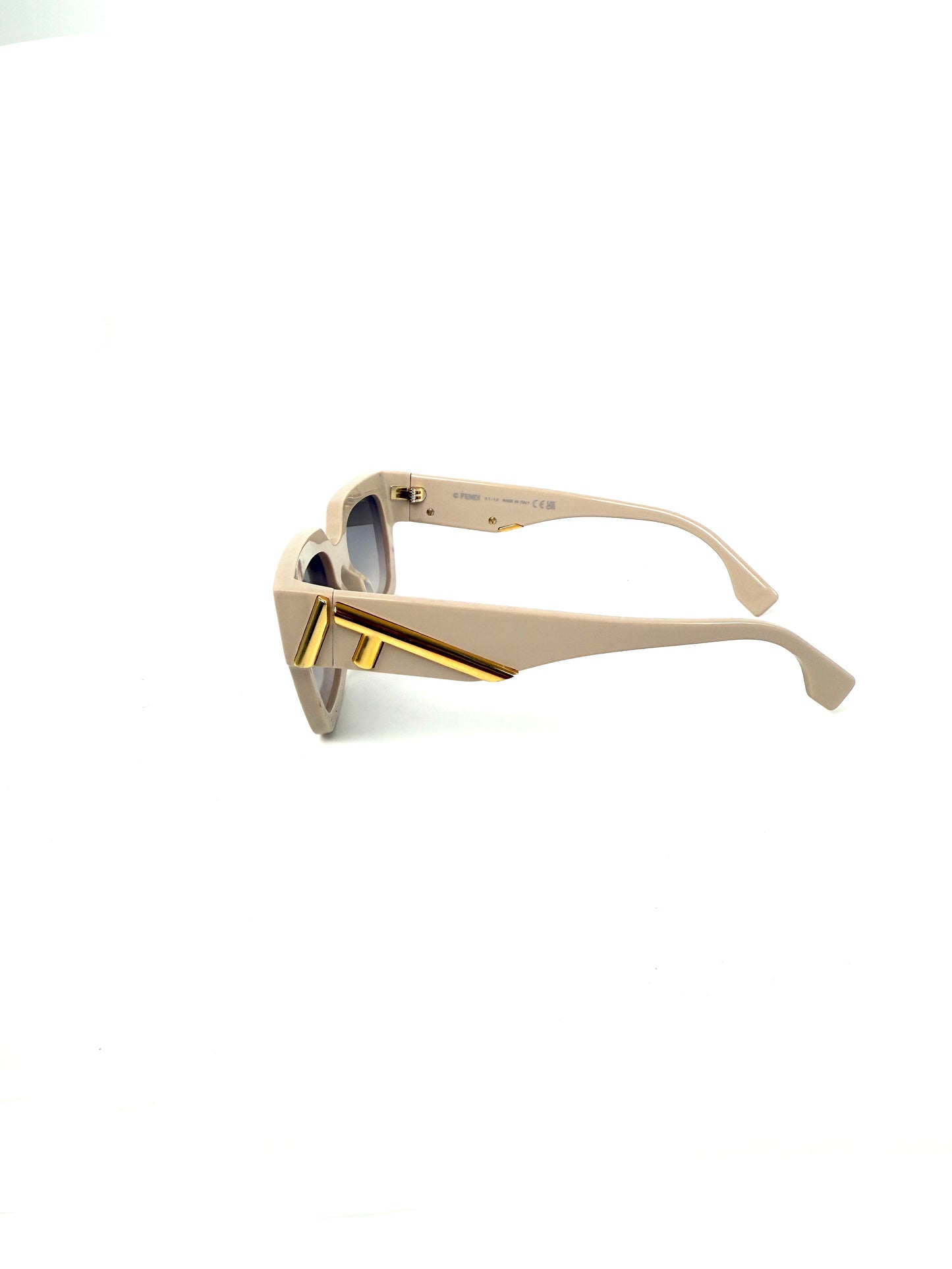 FENDI FE4009I Acetate Beige Gold Rectangular Sunglasses