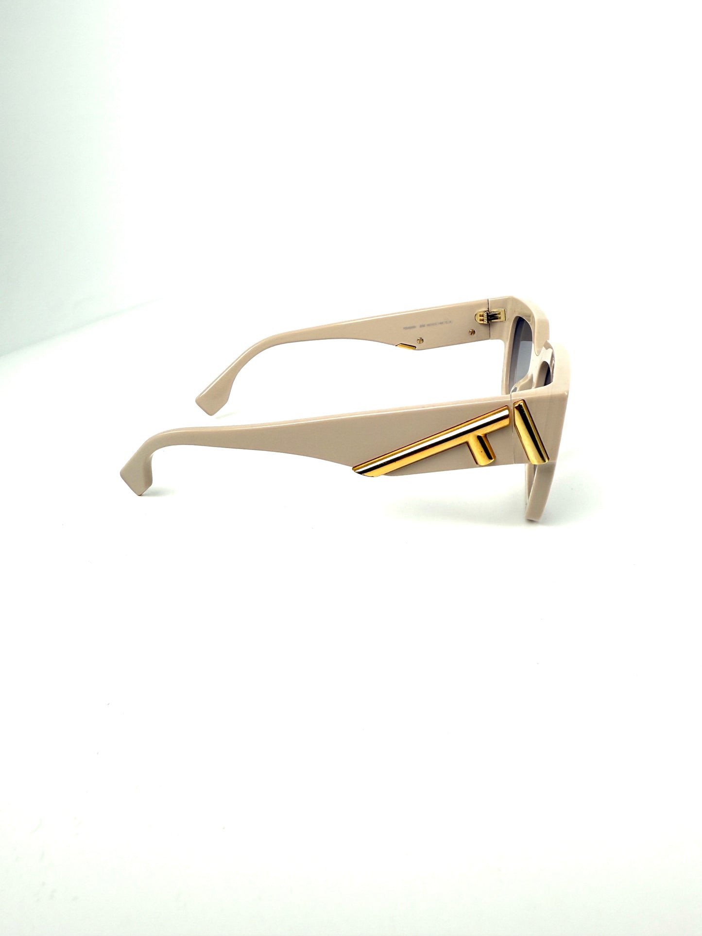 FENDI FE4009I Acetate Beige Gold Rectangular Sunglasses