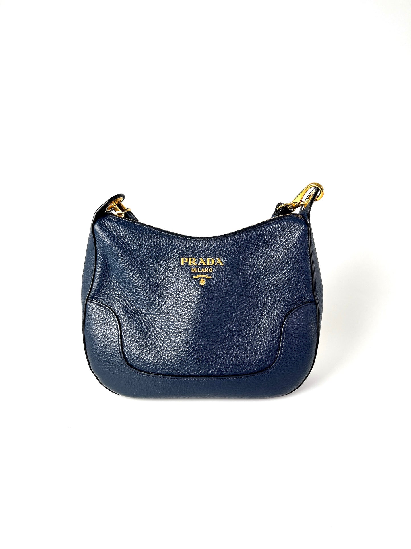 Prada Vitello Phenix Navy Blue Leather Messenger Crossbody Bag