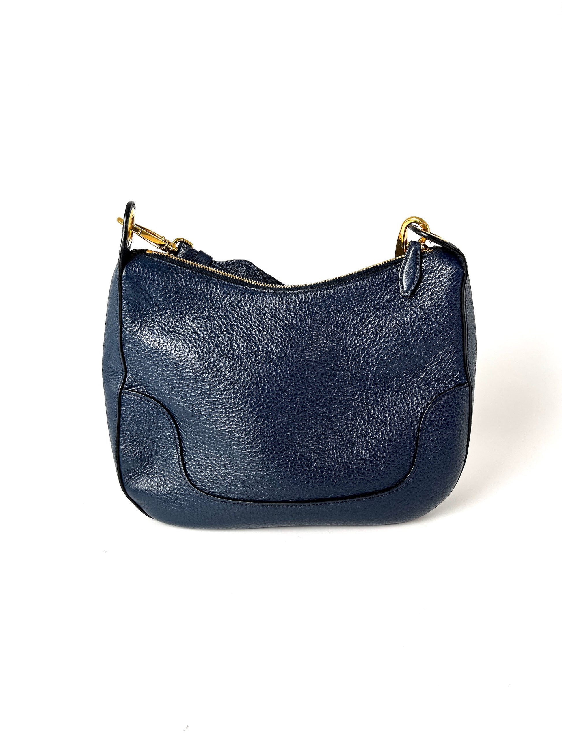 Prada Vitello Phenix Navy Blue Leather Messenger Crossbody Bag