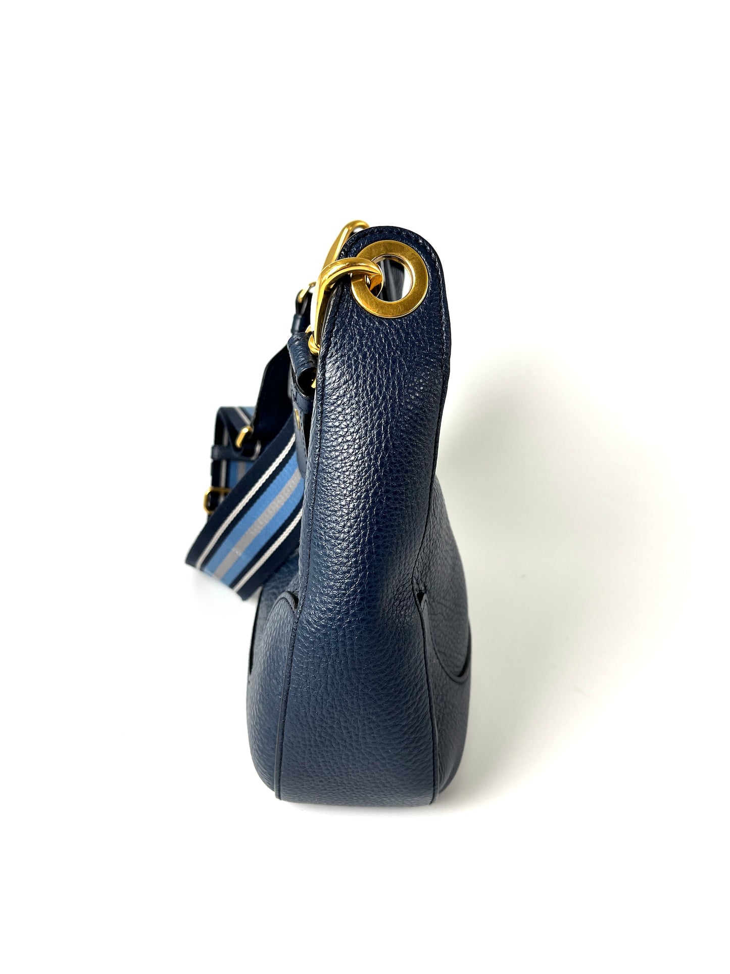 Prada Vitello Phenix Navy Blue Leather Messenger Crossbody Bag