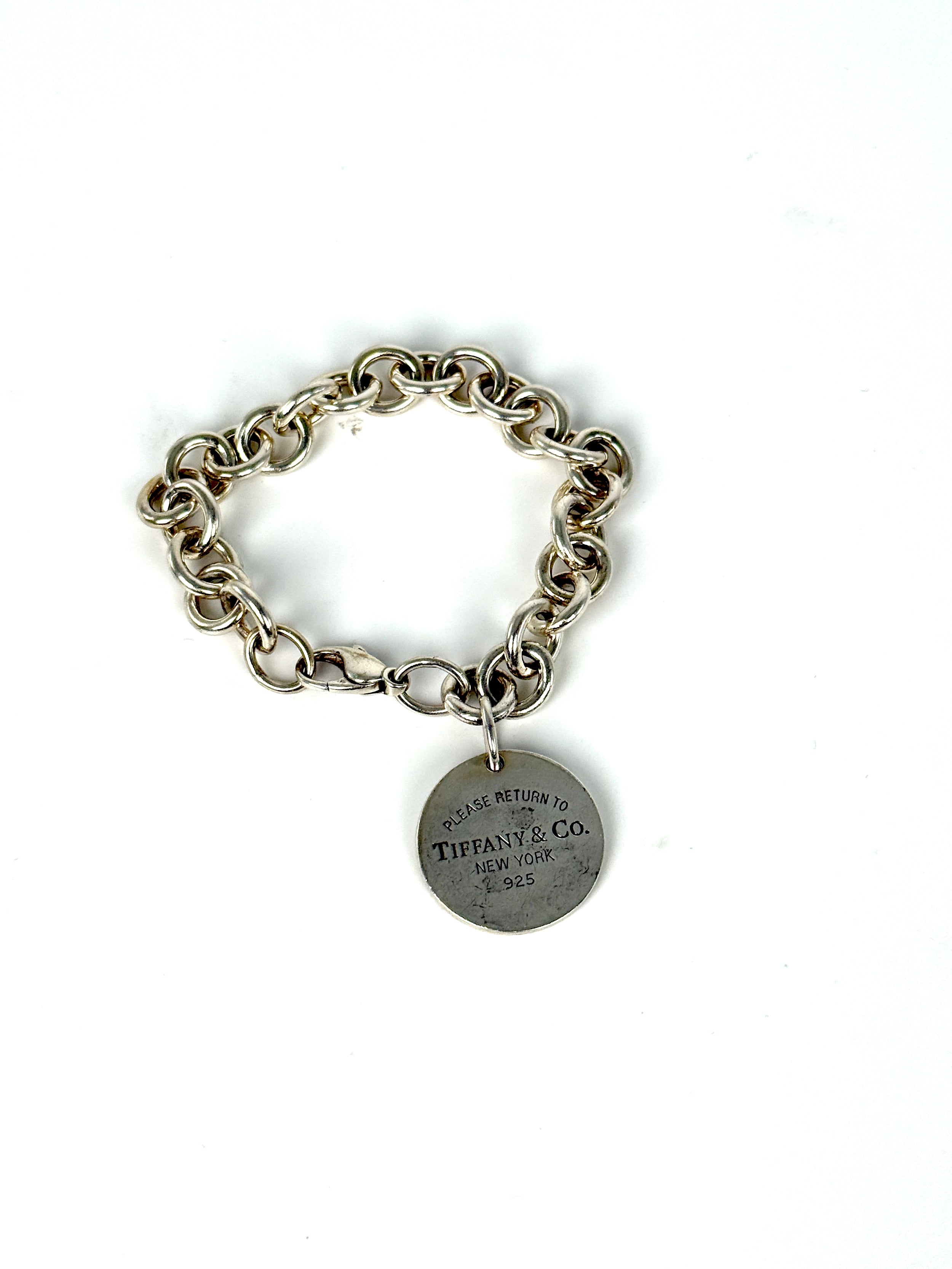 Tiffany & Co Please Return to Chain Round Tag Charm 925 Sterling