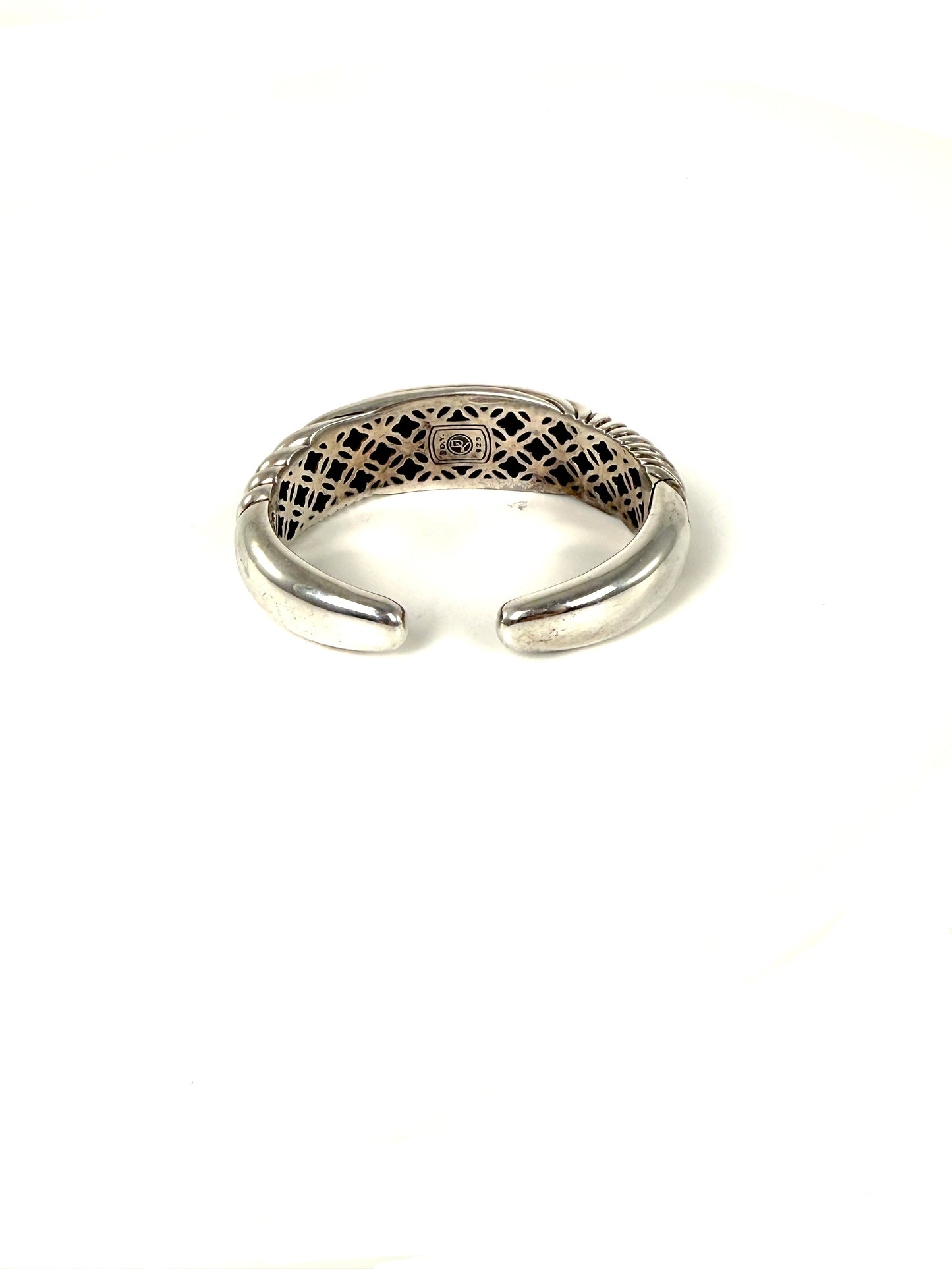 David Yurman Sculpted Cable Hinge Cuff Sterling Silver Bracelet S