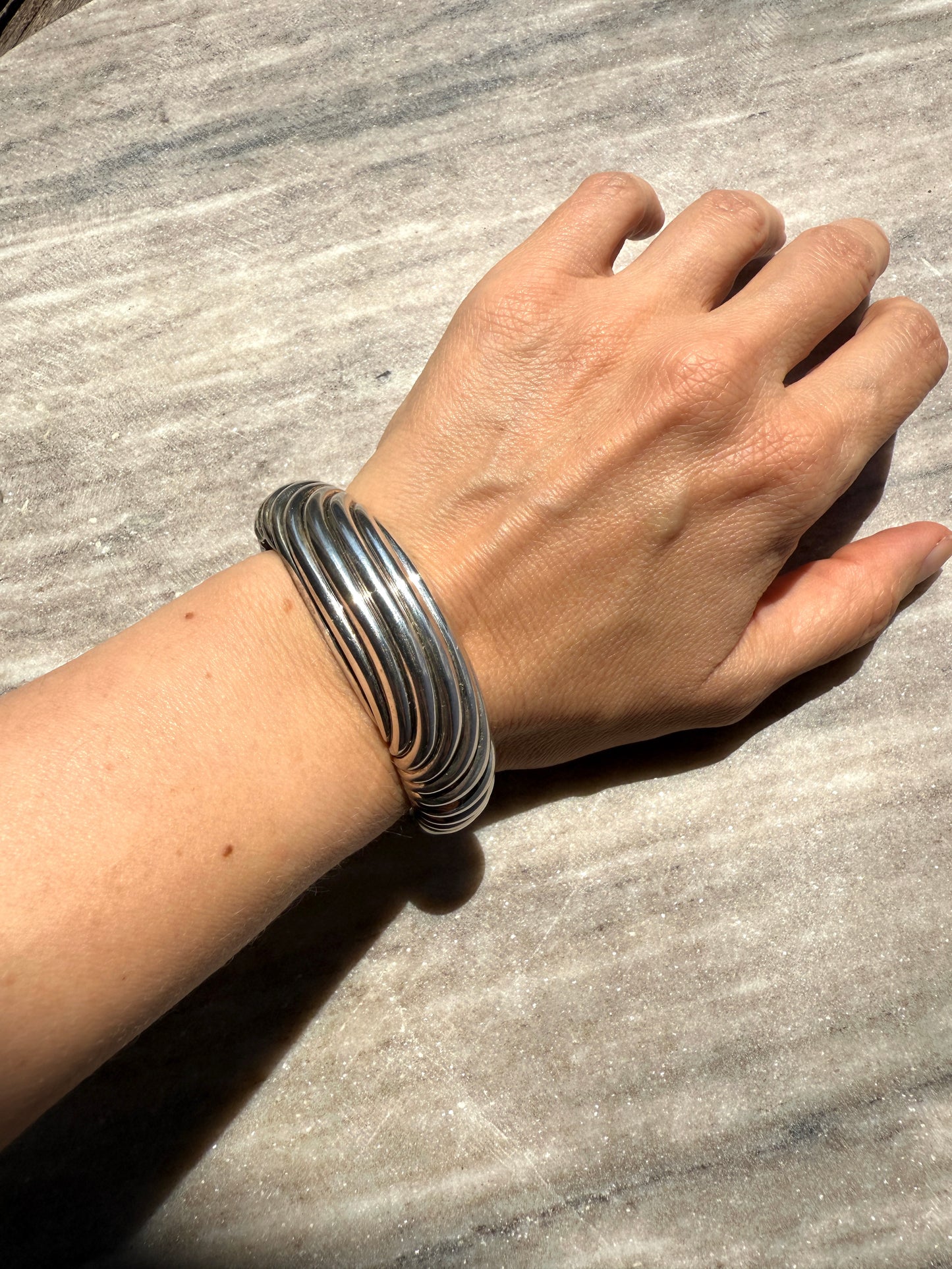 David Yurman Sculpted Cable Hinge Cuff Sterling Silver Bracelet S