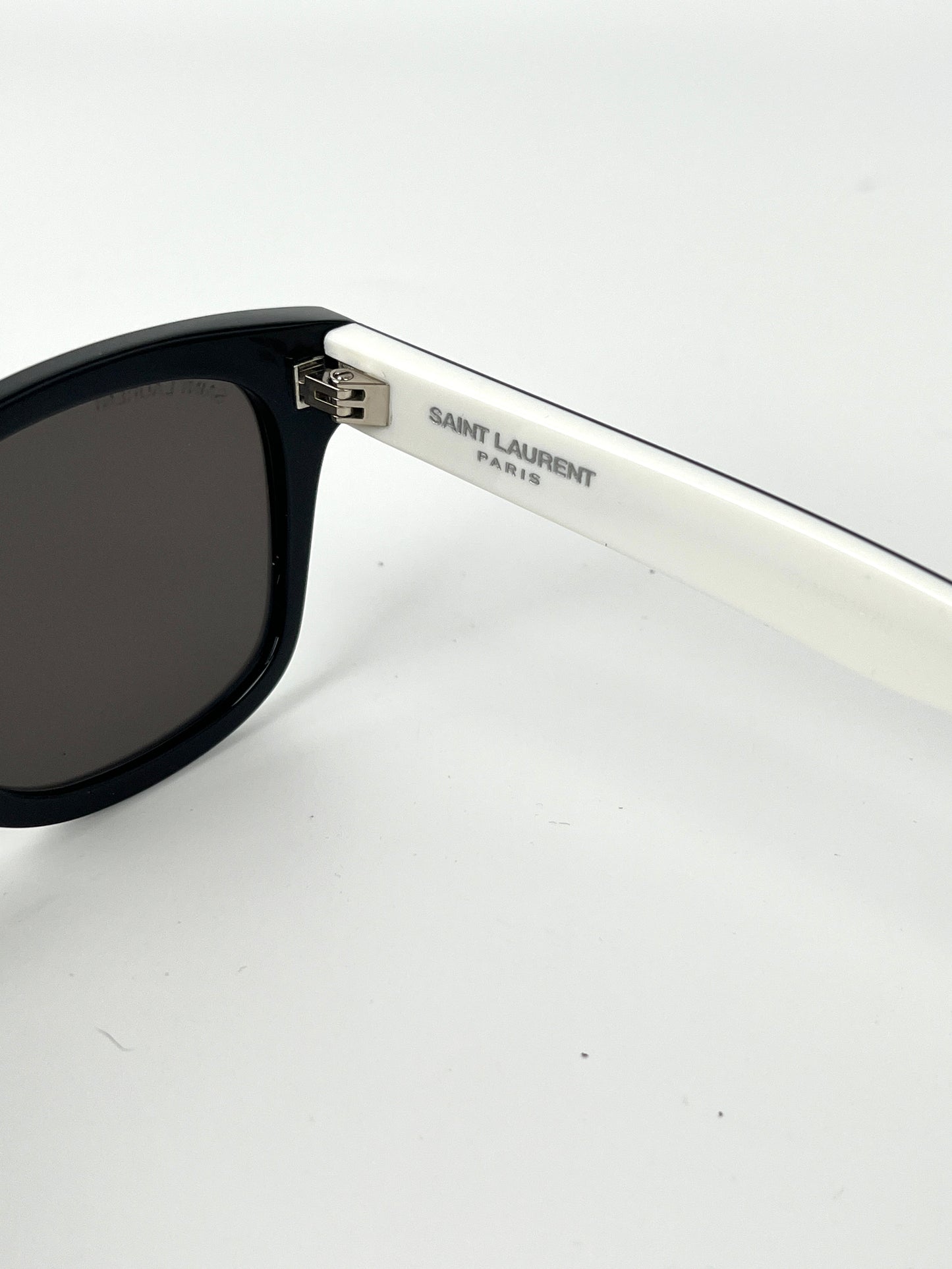 Saint Laurent SL 51 Square Wellington Shaped White Black Acetate Sunglasses