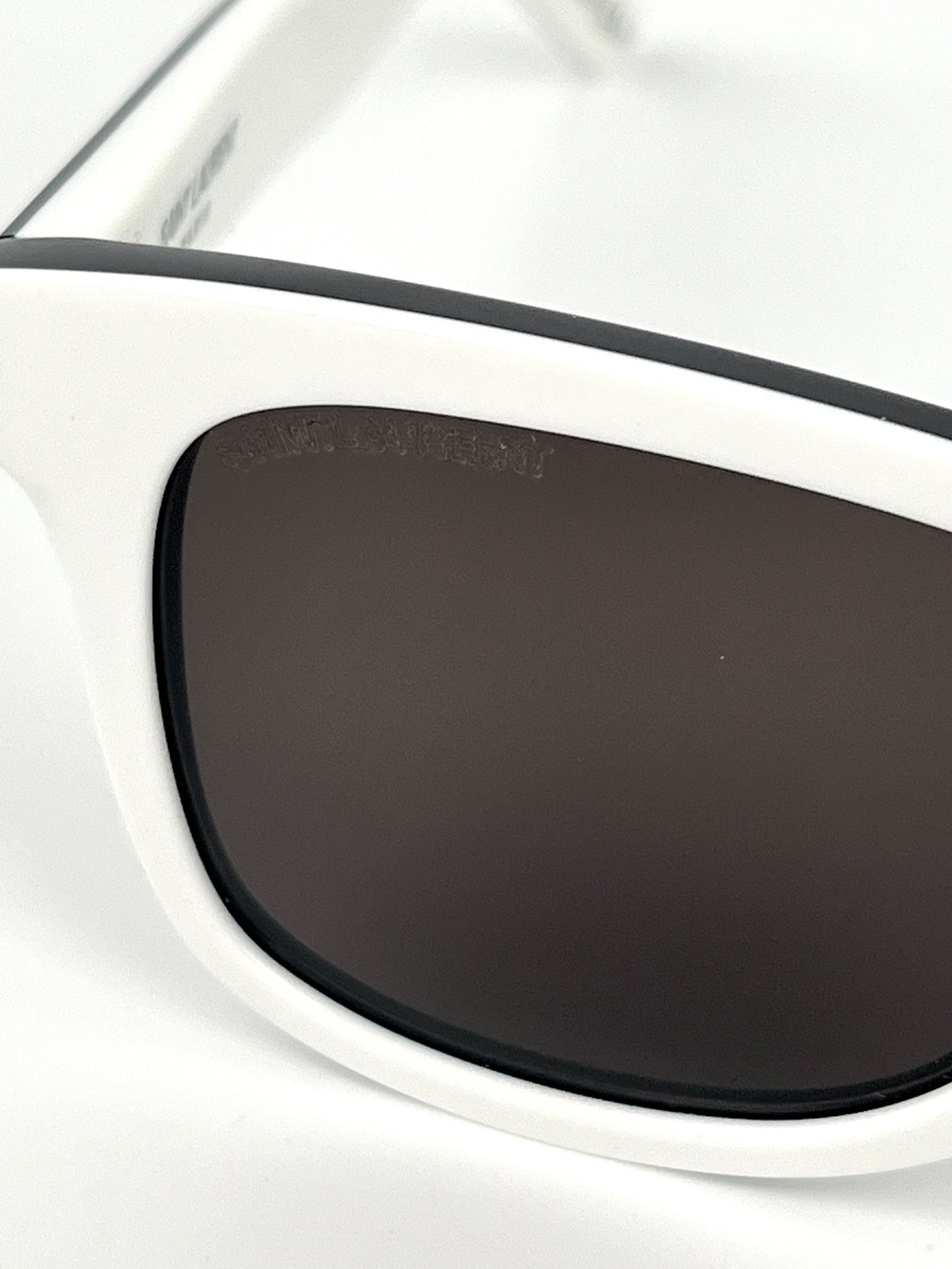 Saint Laurent SL 51 Square Wellington Shaped White Black Acetate Sunglasses