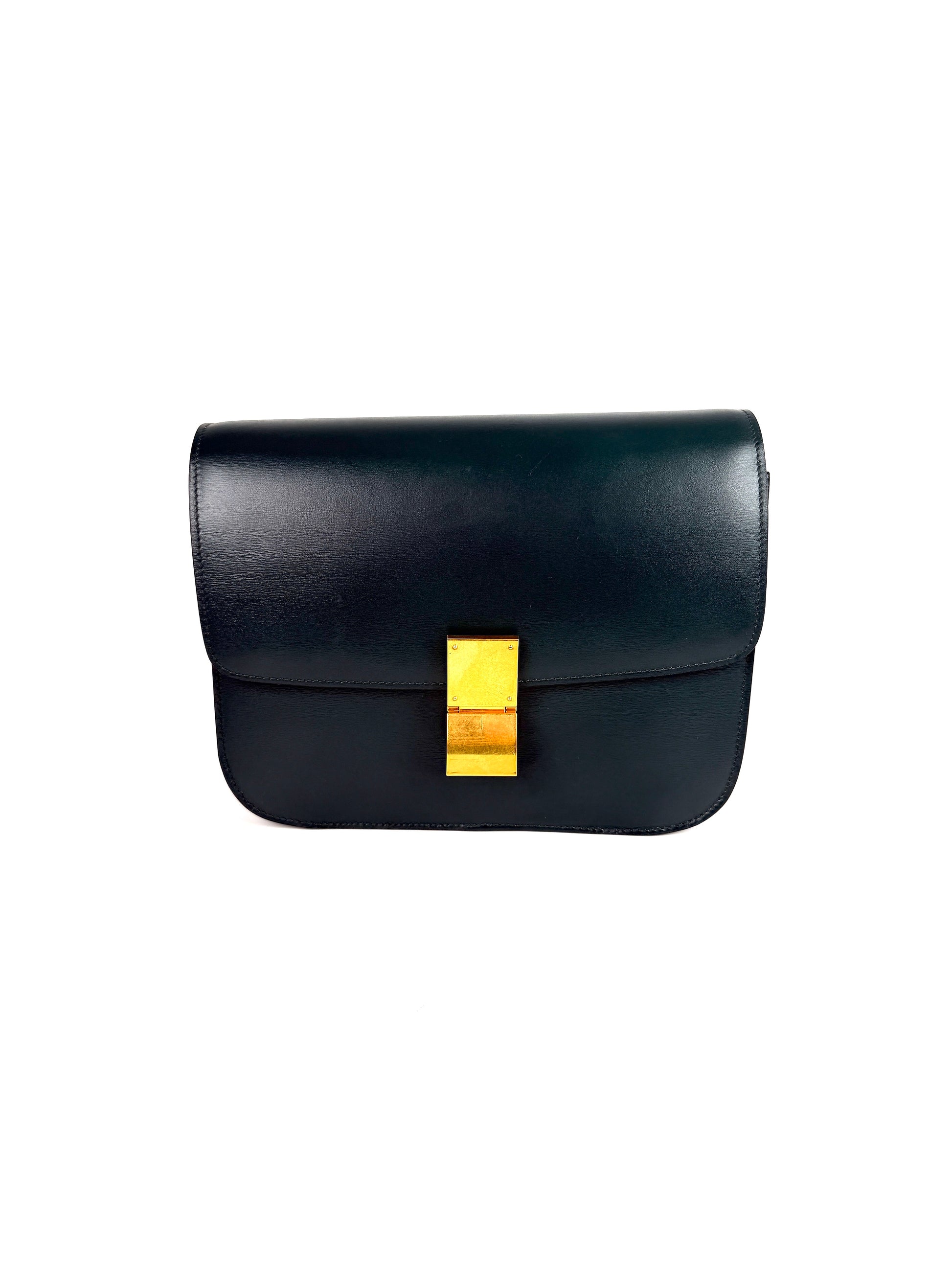 Celine Box Calfskin Amazon Green Classic Medium Crossbody Flap Bag