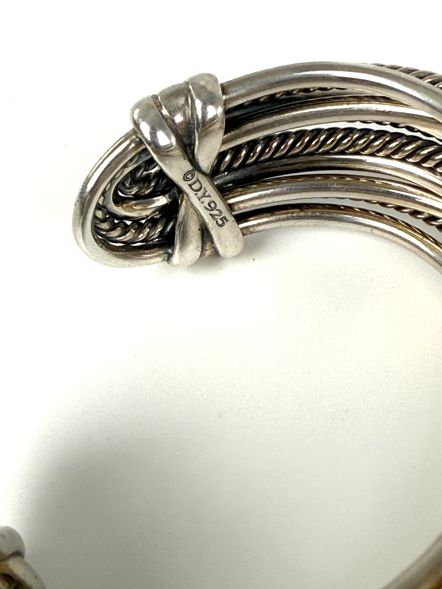 David Yurman Cable Crossover Multi Row Cable Cuff Sterling Silver Bracelet S