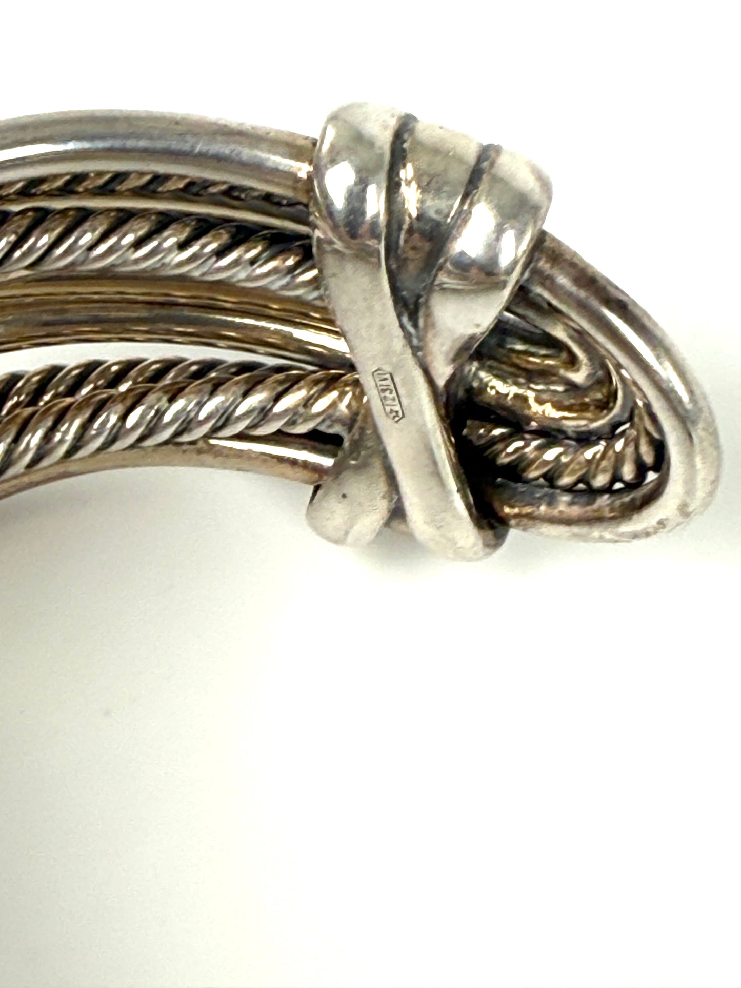 David Yurman Cable Crossover Multi Row Cable Cuff Sterling Silver Bracelet S